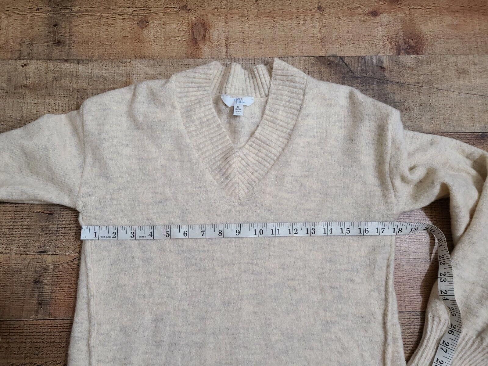 Designer Time And Tru Sweater Medium Beige Super Soft Long V Neck Size M / US 6-8 / IT 42-44 - 5 Thumbnail
