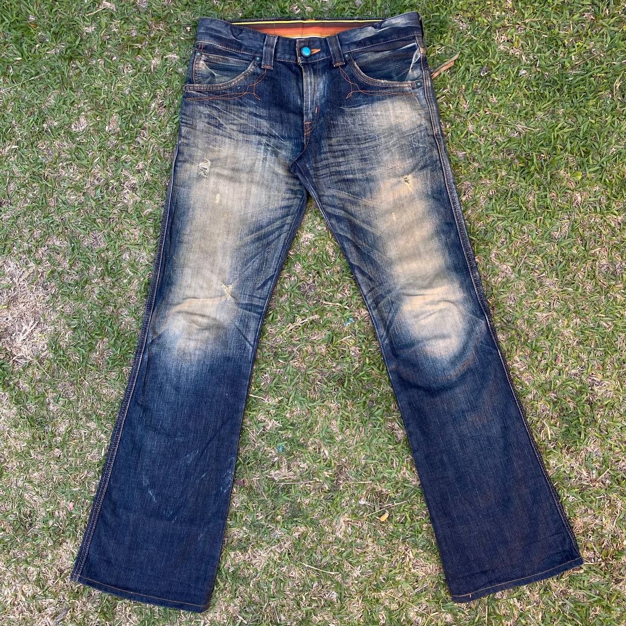 Edwin Vintage Edwin Buffalo Blue Trip Distressed Flare Jeans LGB Size US 34 / EU 50 - 17 Thumbnail