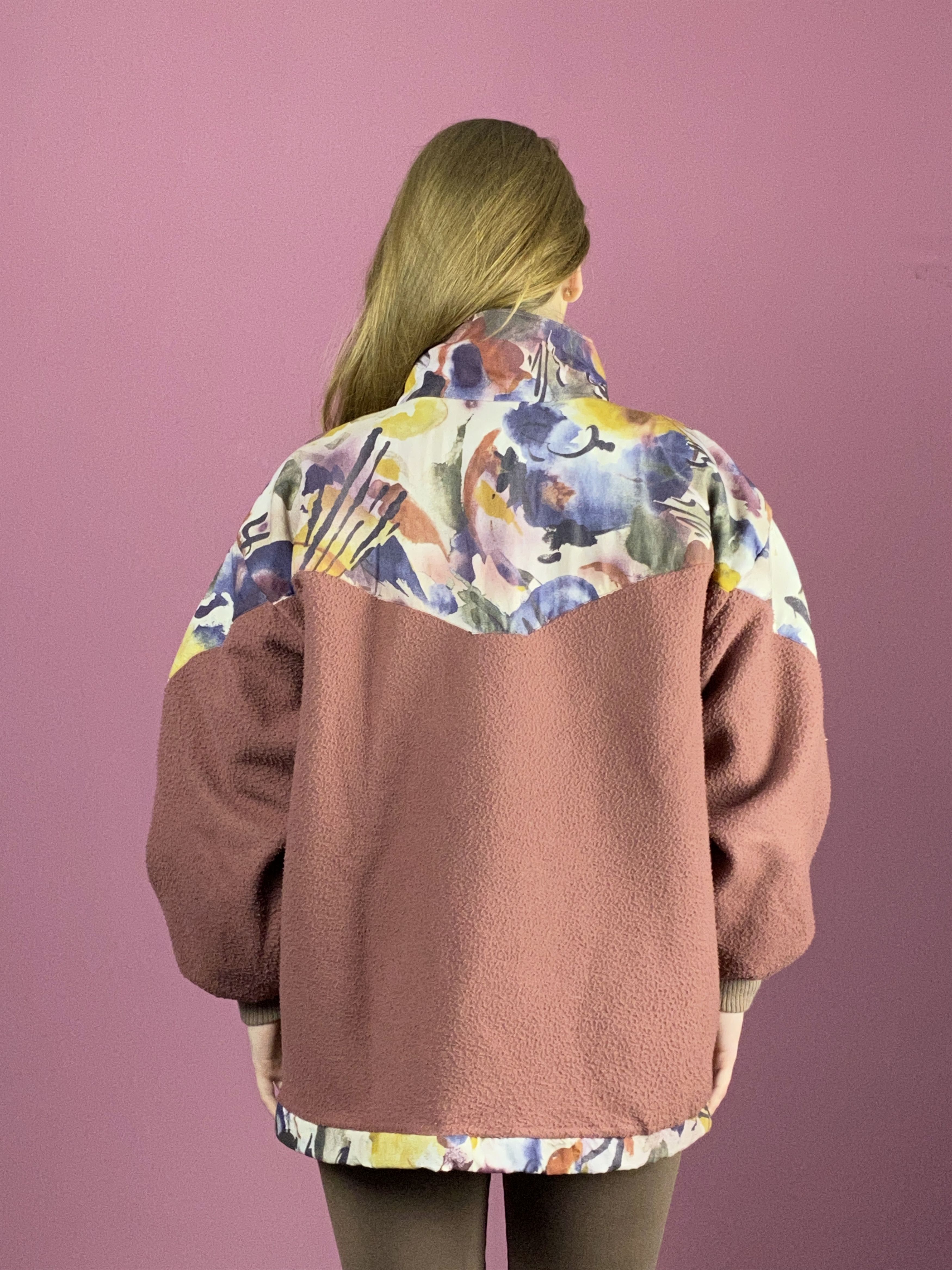 Vintage 90s Vintage Women's Abstract Full Zip Fleece Jacket - S Size S / US 4 / IT 40 - 4 Thumbnail