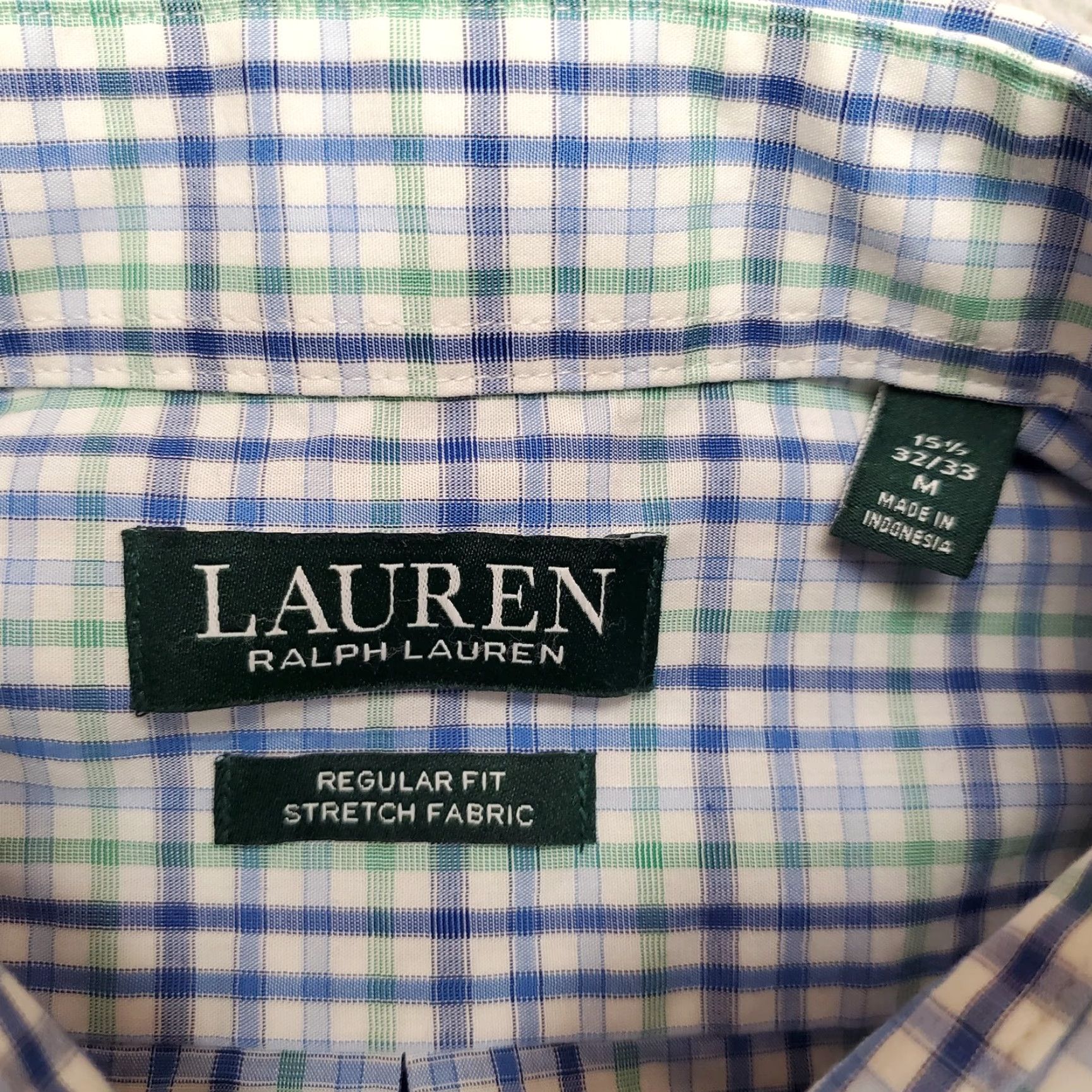 Ralph Lauren Lauren Ralph Lauren Shirt Mens Medium Blue Green Plaid Button-Down Stretch Cotton Spandex Casual Top Size US M / EU 48-50 / 2 - 3 Thumbnail