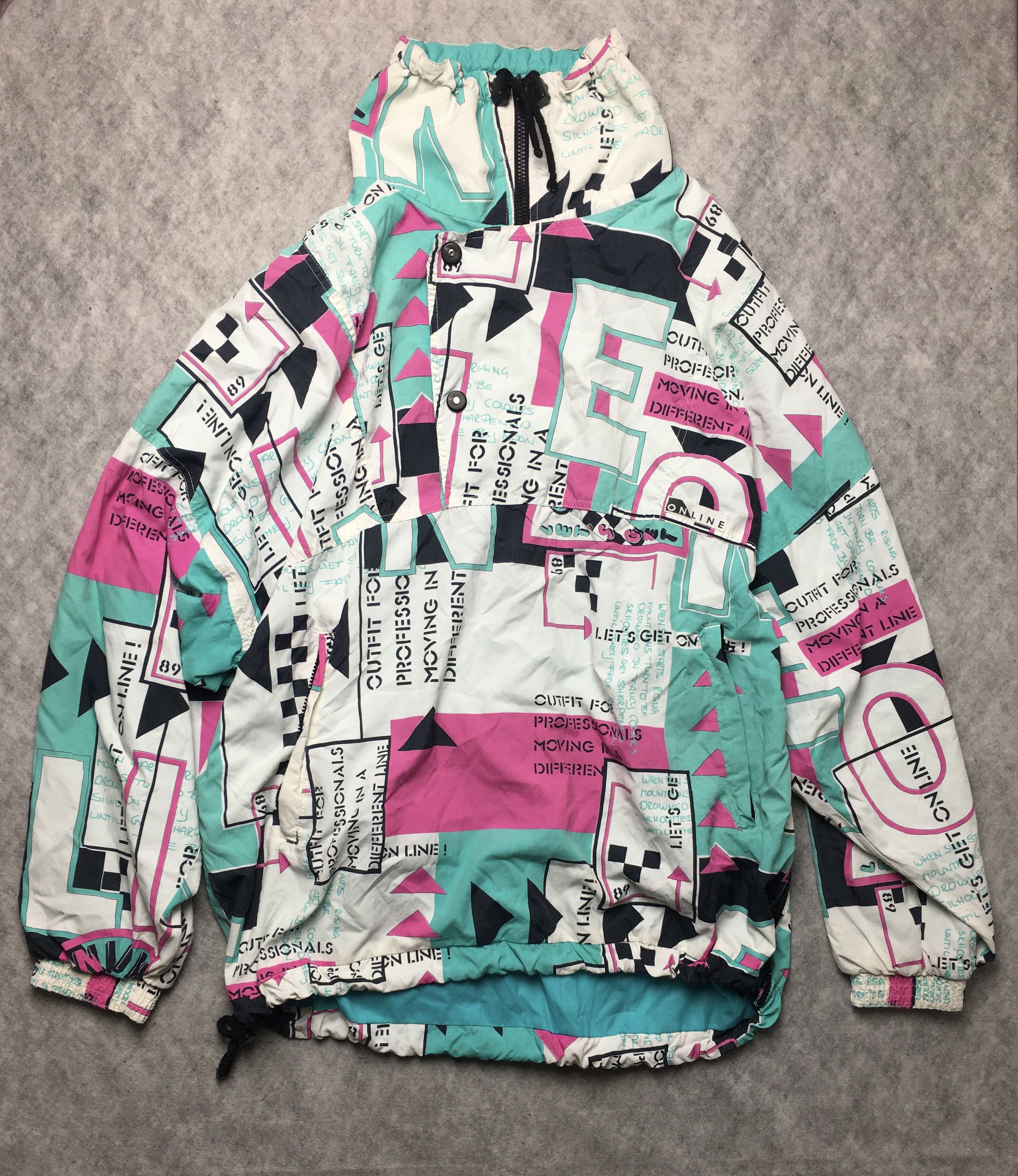 Vintage ONLINE Vintage 90s Geometric Anorak Jacket Retro Streetwear Size US S / EU 44-46 / 1 - 5 Thumbnail