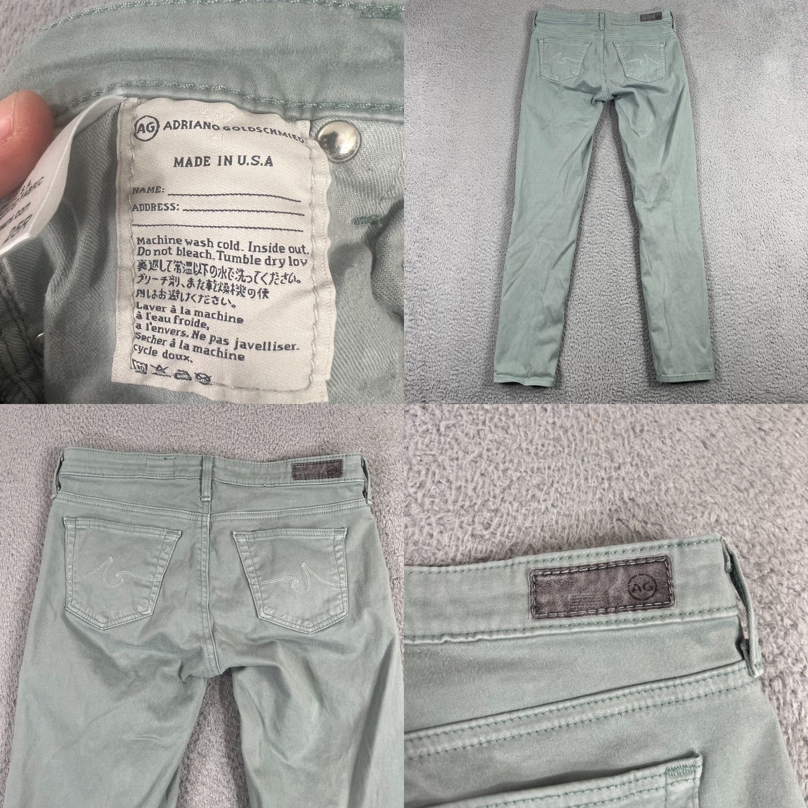Vintage VINTAGE AG Adriano Goldschmied Pants Womens 25 Regular Mint Green Stevie Ankle Slim Straight Leg Size 42" / US 20 - 8 Thumbnail