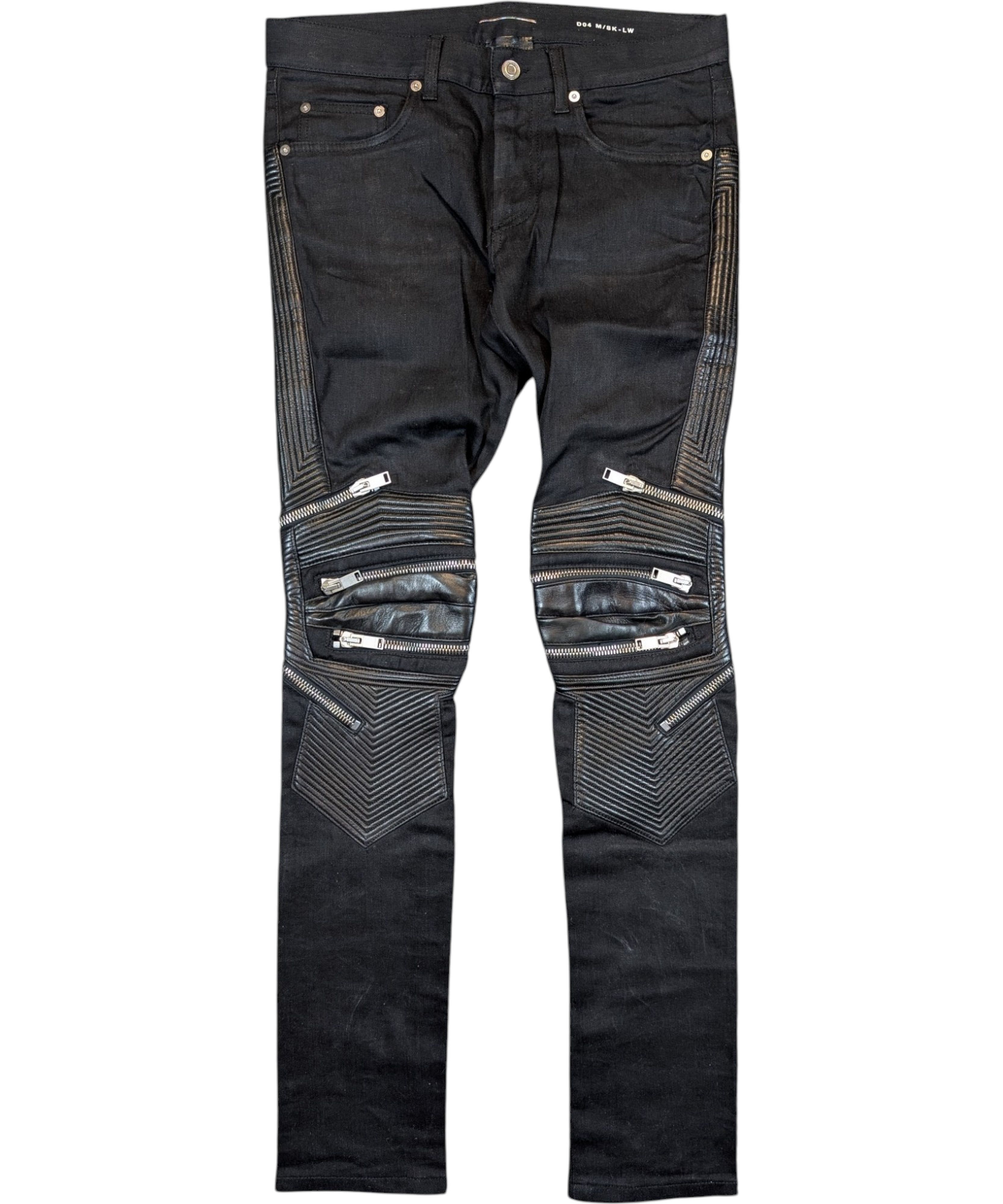 Saint Laurent サンローランbiker denim Saint Laurent Men's Black Leather and Denim Skinny Biker