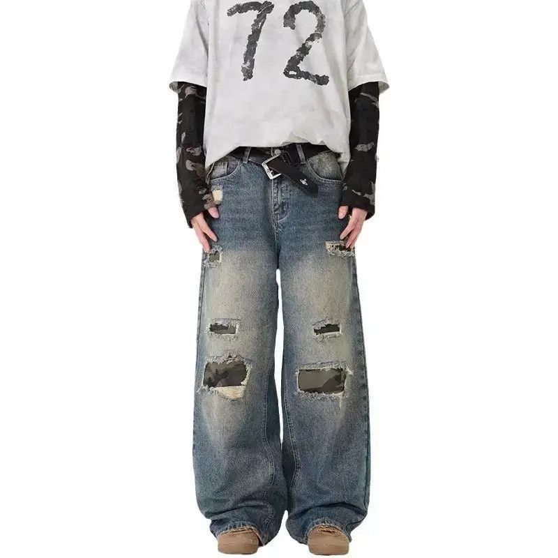 Japanese Brand Retro loose straight leg wide leg camouflage jeans Size US 32 / EU 48 - 5 Thumbnail