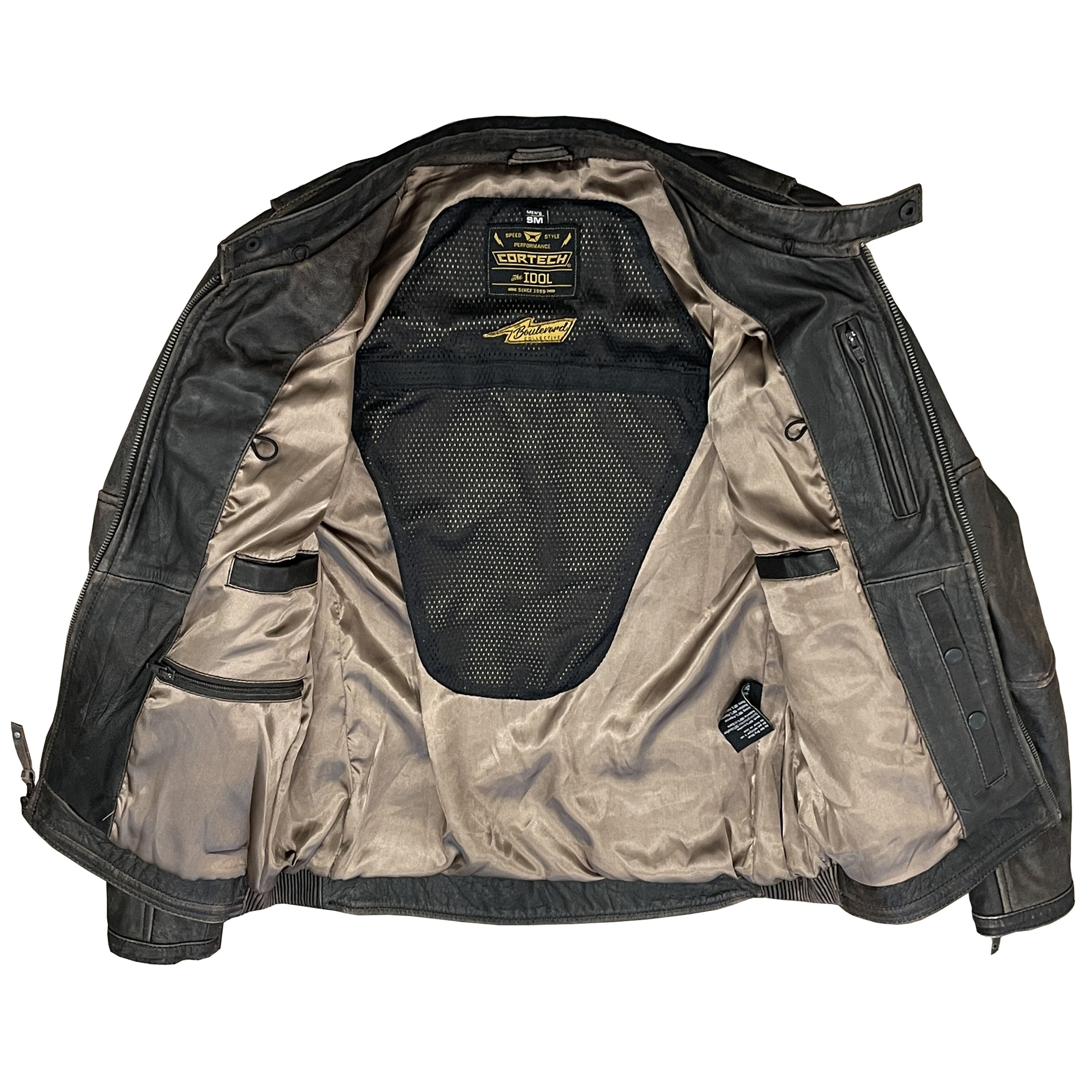 Leather Idol Khaki Reversible Faux Fur Coat Cortech Idol Men's