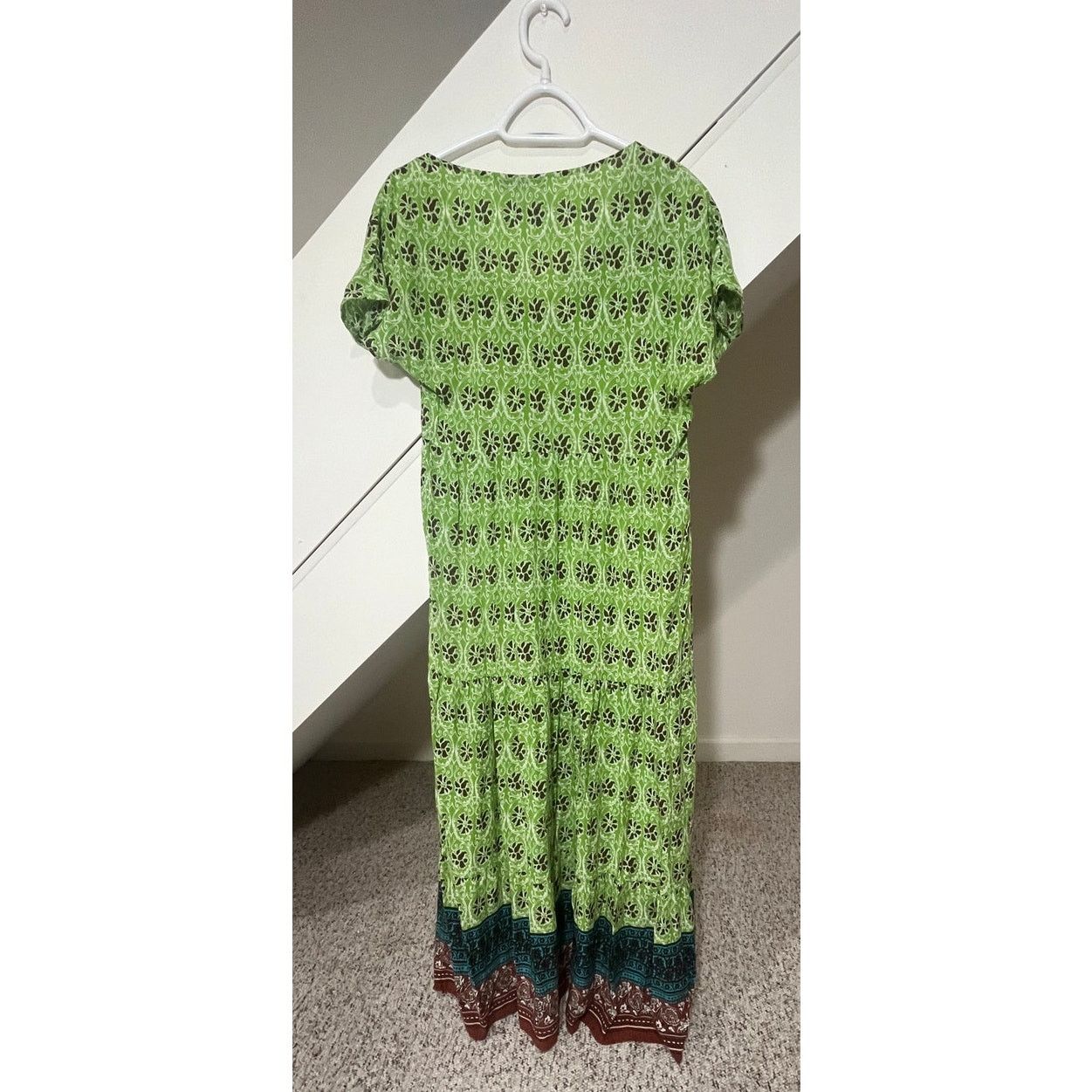 Zara Zara Panelled Midi Dress Green Patterned 7484/153 Boho SZ S Size S / US 4 / IT 40 - 4 Thumbnail