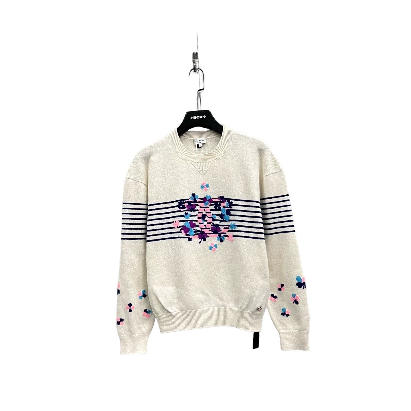Chanel Chanel Floral Stripe Knit Sweater Size 38 Size S / US 4 / IT 40 - 1 Thumbnail