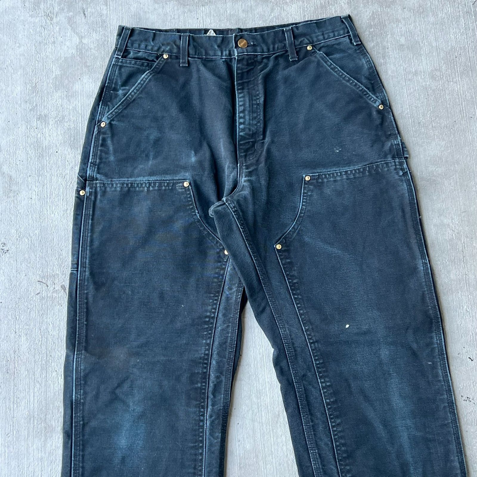 Carhartt × Vintage Carhartt faded black double knee work wear carpenter pants Size US 32 / EU 48 - 2 Thumbnail
