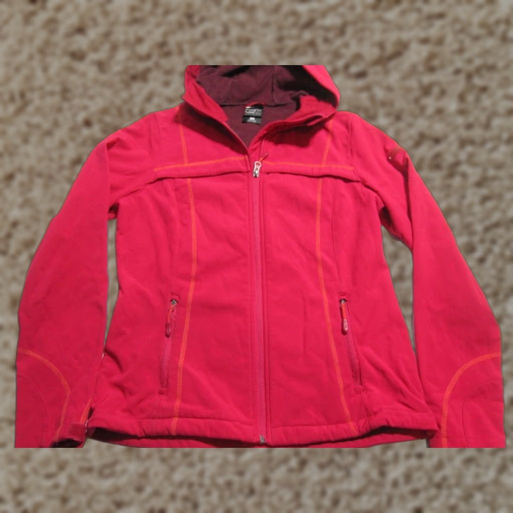 Weatherproof 32 Weatherproof Womens Windbreaker Jacket S Red Hooded Zip Pockets Solid Polyester Outerwear Size S / US 4 / IT 40 - 1 Thumbnail