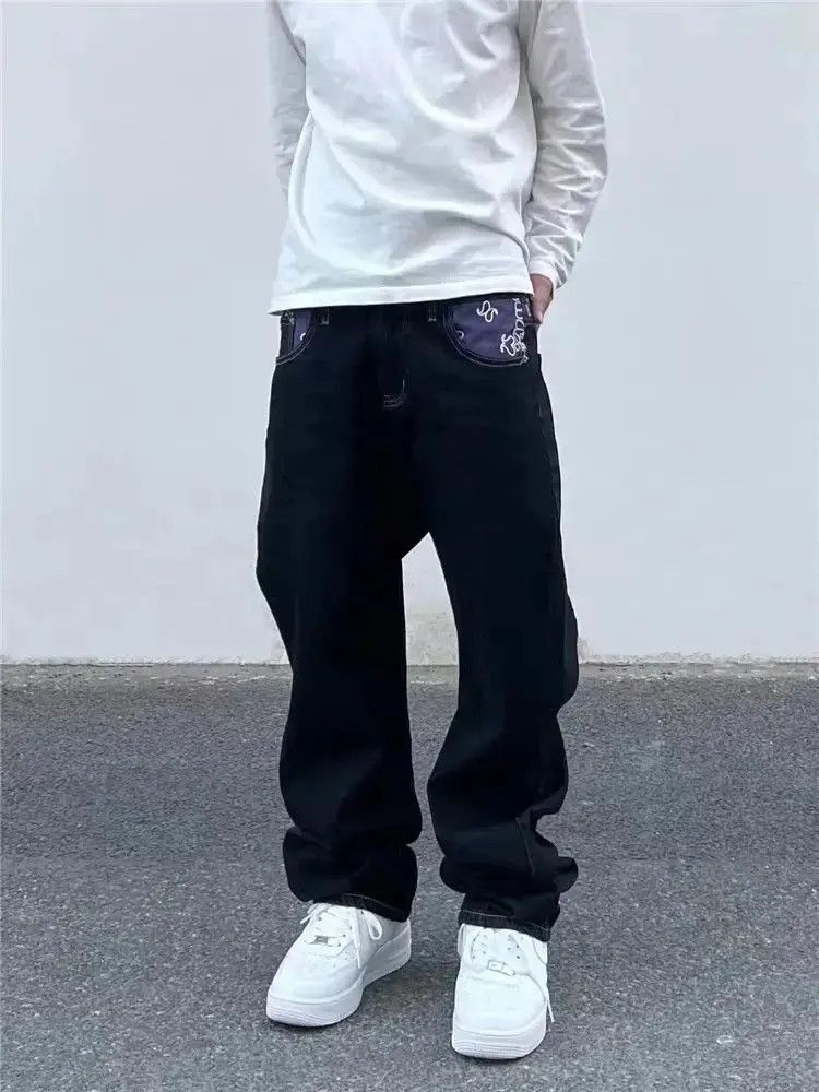 Japanese Brand Street hip hop Sanskrit embroidered bootcut jeans Size US 32 / EU 48 - 1 Thumbnail
