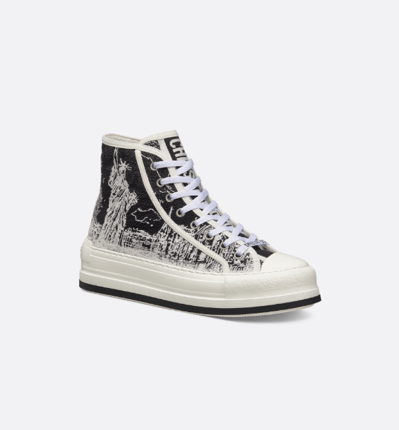 Dior o1w1db10625 High-Top Platform Sneakers in White/Black Size US 8 / IT 38 - 2 Thumbnail