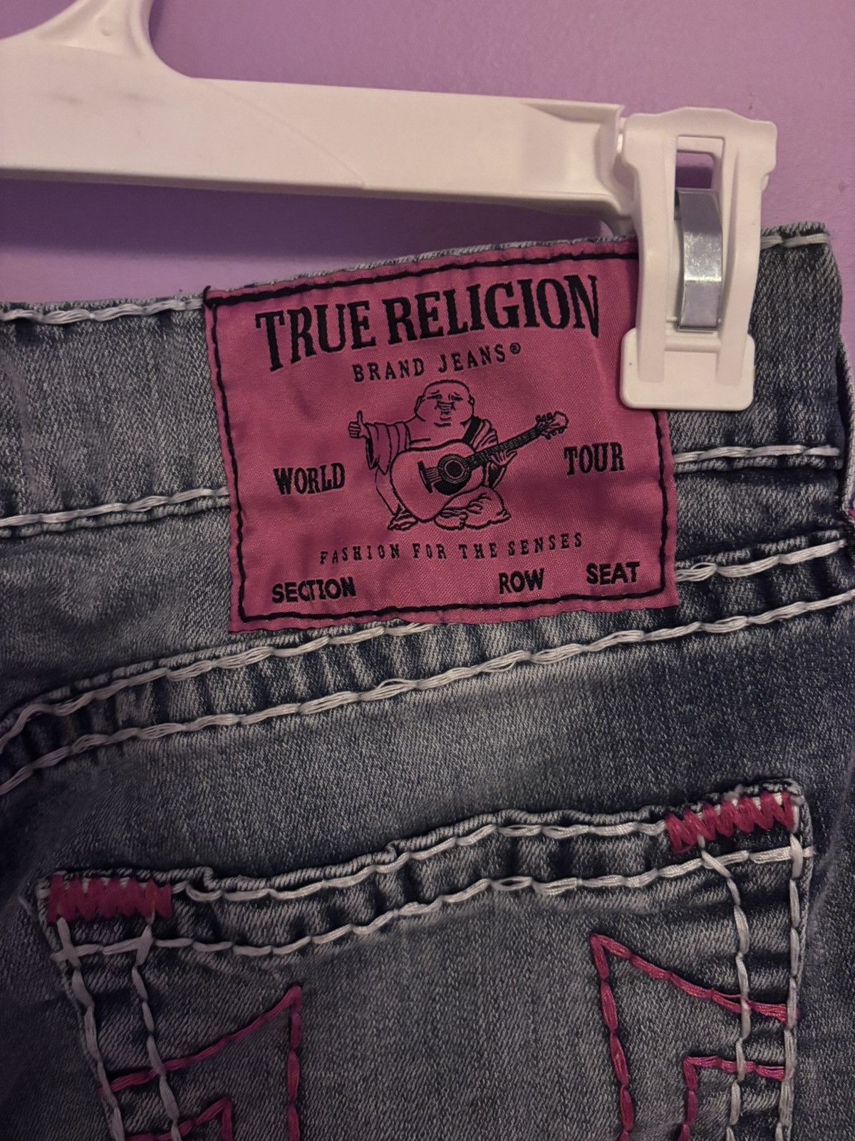 True Religion True Religion Blue/Pink Horseshoe Relaxed Straight Shorts Size US 33 - 5 Thumbnail