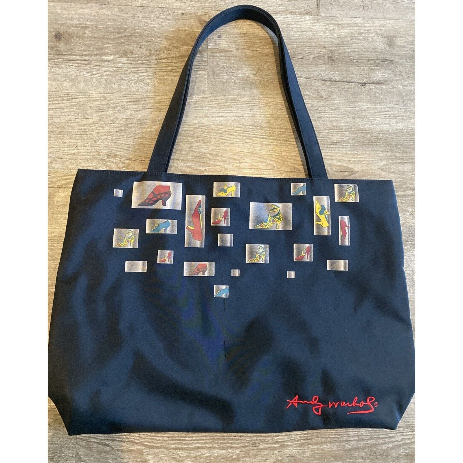 Andy Warhol Andy Warhol Black with a Shoe Theme Tote 13" x 20" Size ONE SIZE - 1 Thumbnail