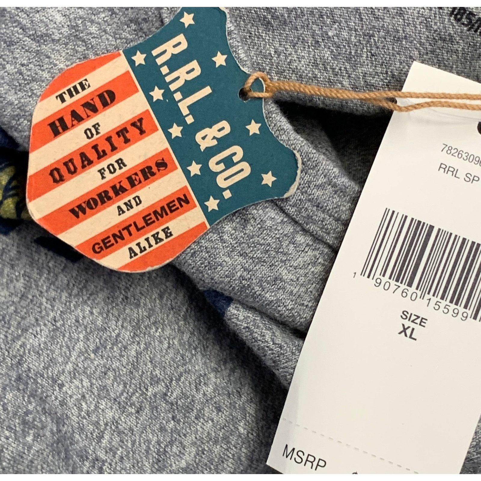 Ralph Lauren RRL by RALPH LAUREN Size XL Grey Logo Cotton Jersey T-shirt Size US XL / EU 56 / 4 - 7 Thumbnail