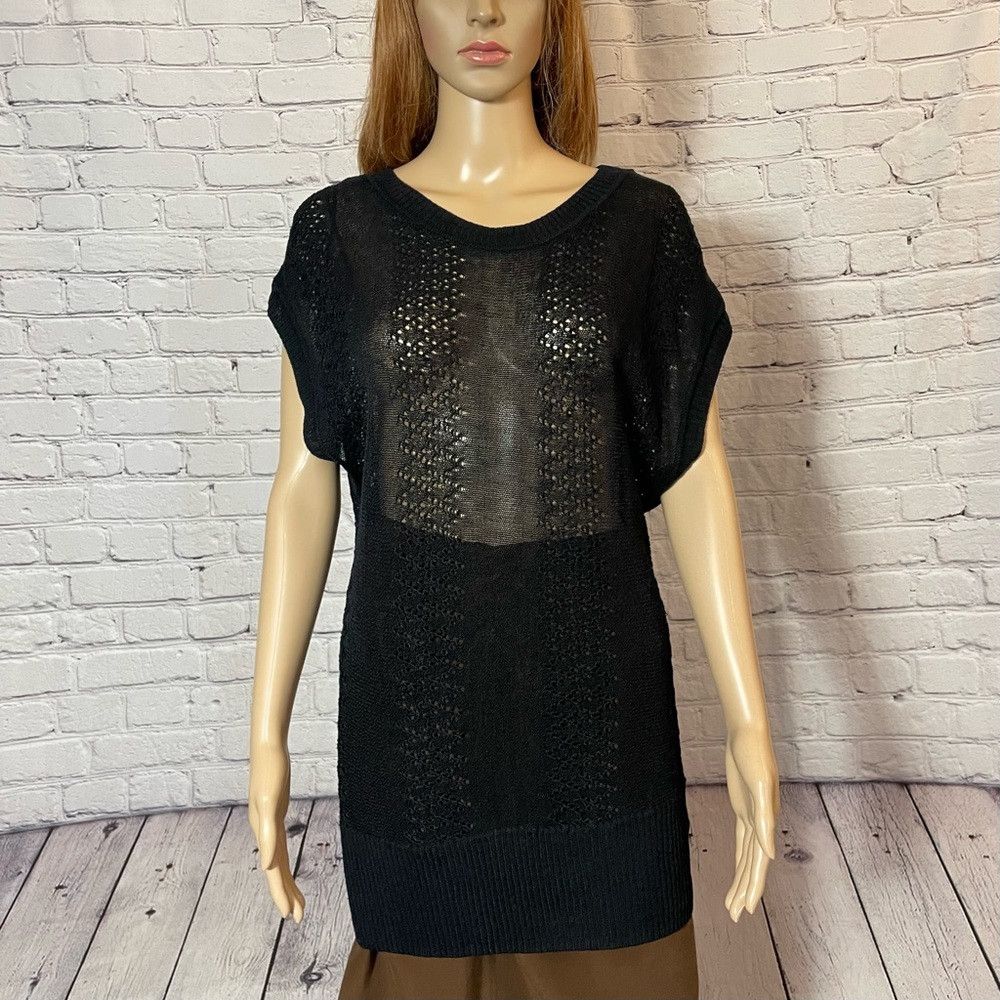 H&M H&M Black Knit Linen Blend Sleeveless Top Size L Size L / US 10 / IT 46 - 1 Thumbnail