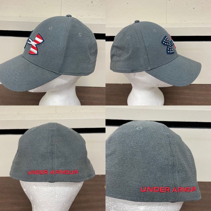 Under Armour Under Armour Golf Hat Cap Fitted Large XL Men Gray Retro Run  Activewear USA Flag