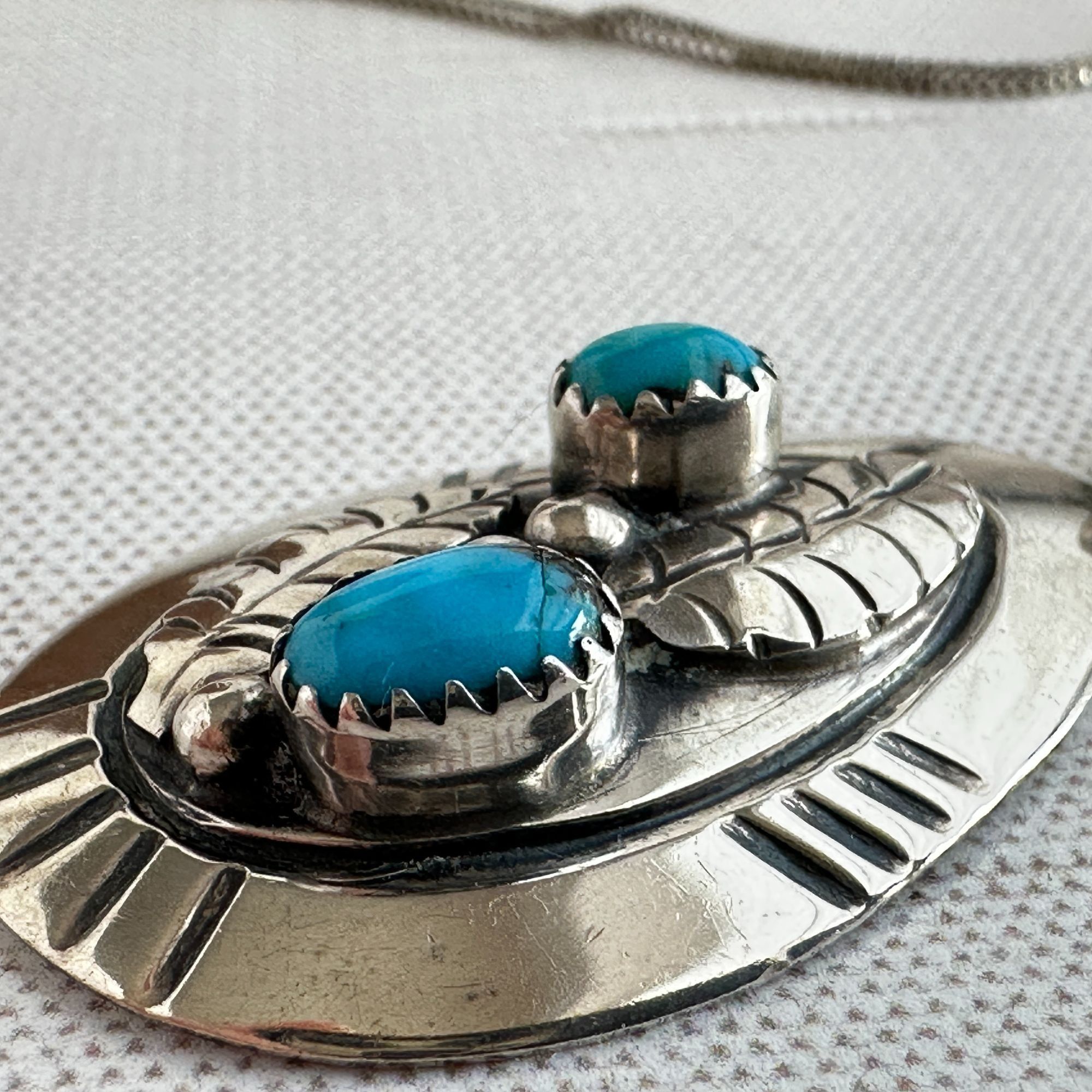 Other 1970s Native American Navajo Turquoise Pendant Necklace, Ste Size ONE SIZE - 4 Thumbnail