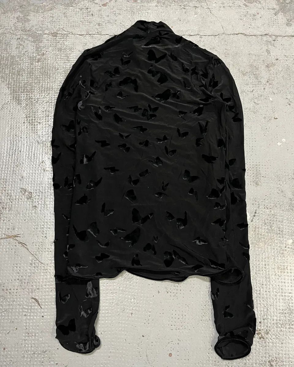 Saint Laurent Paris FW2023 Saint Laurent Velvet Butterfly Motifs Black Transparent Turtle Neck Longsleeve Top Size S / US 4 / IT 40 - 8 Thumbnail