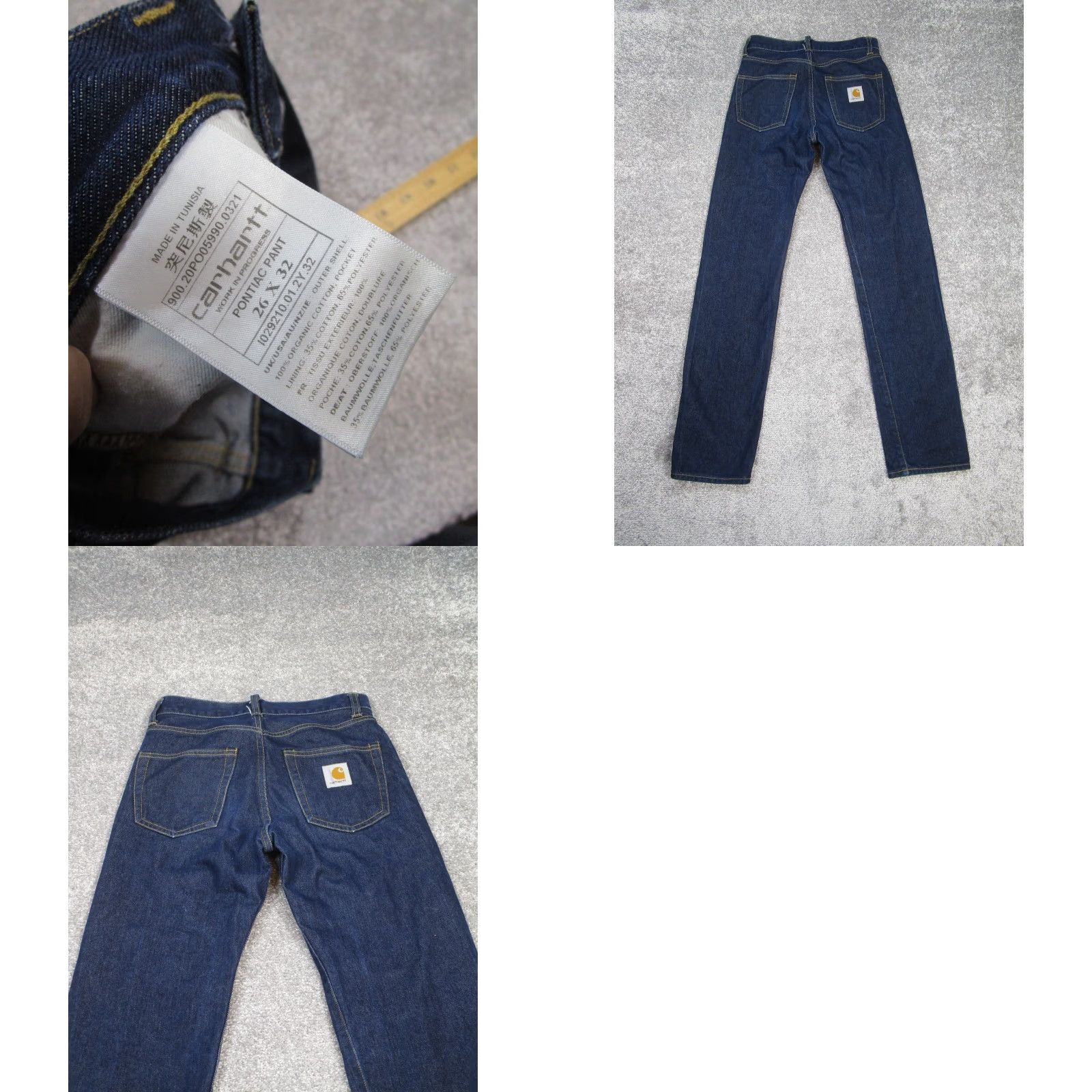 Carhartt Carhartt Jeans Mens Pontiac Denim Dark Wash 26x31 Blue Straight Regular 26 Regular Inseam 31 Mens Jeans Size US 26 / EU 42 - 8 Thumbnail
