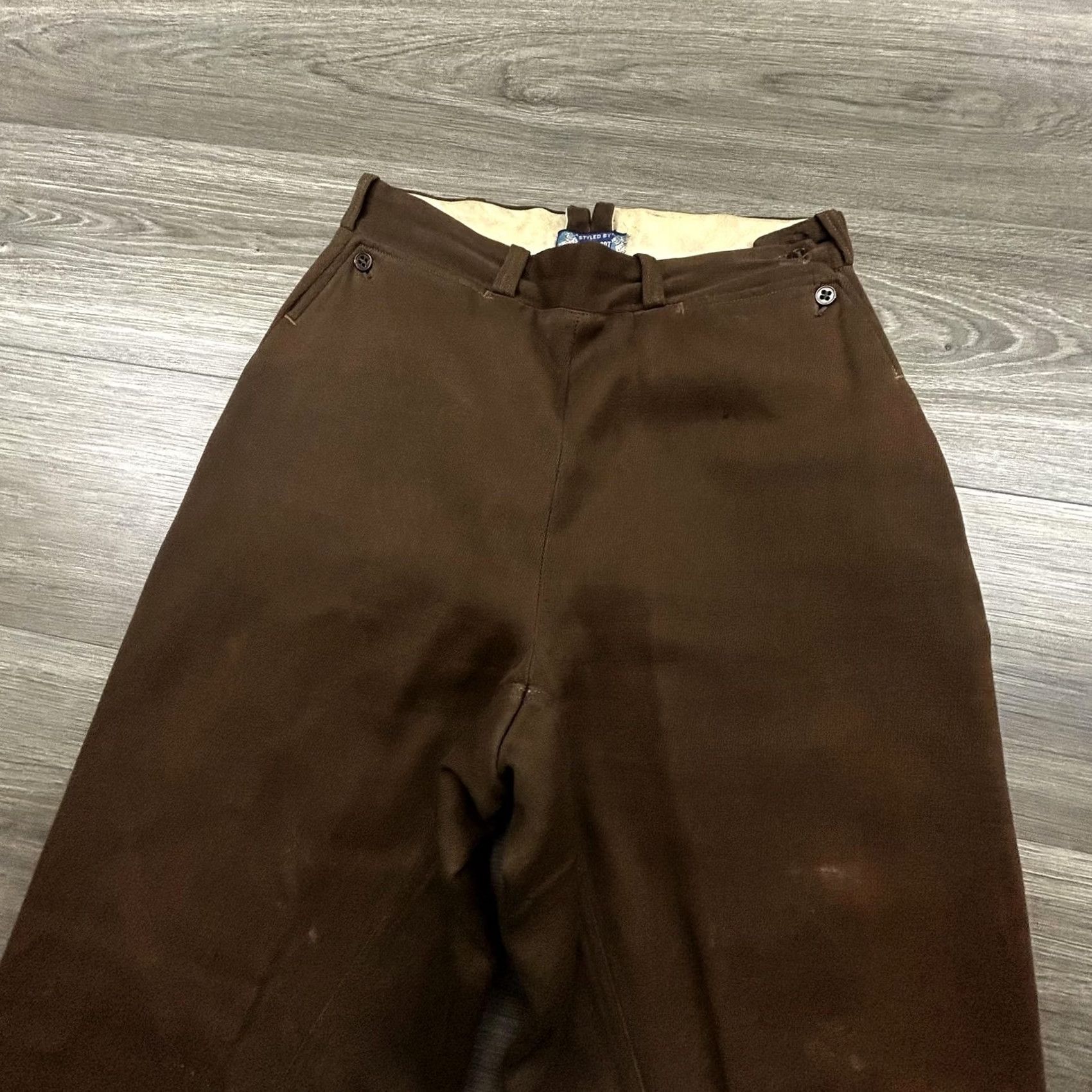 Vintage VINTAGE Real Sport Mens 30x30 Brown Canvas Riding Pants Flat Front Straight Leg Workwear Casual Size US 30 / EU 46 - 5 Thumbnail