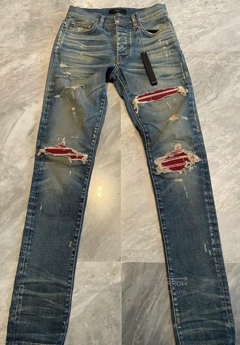 Amiri Amiri Classic Yellow Mud Washed Blue Jeans Patchwork, Size Size US 29 - 1 Thumbnail