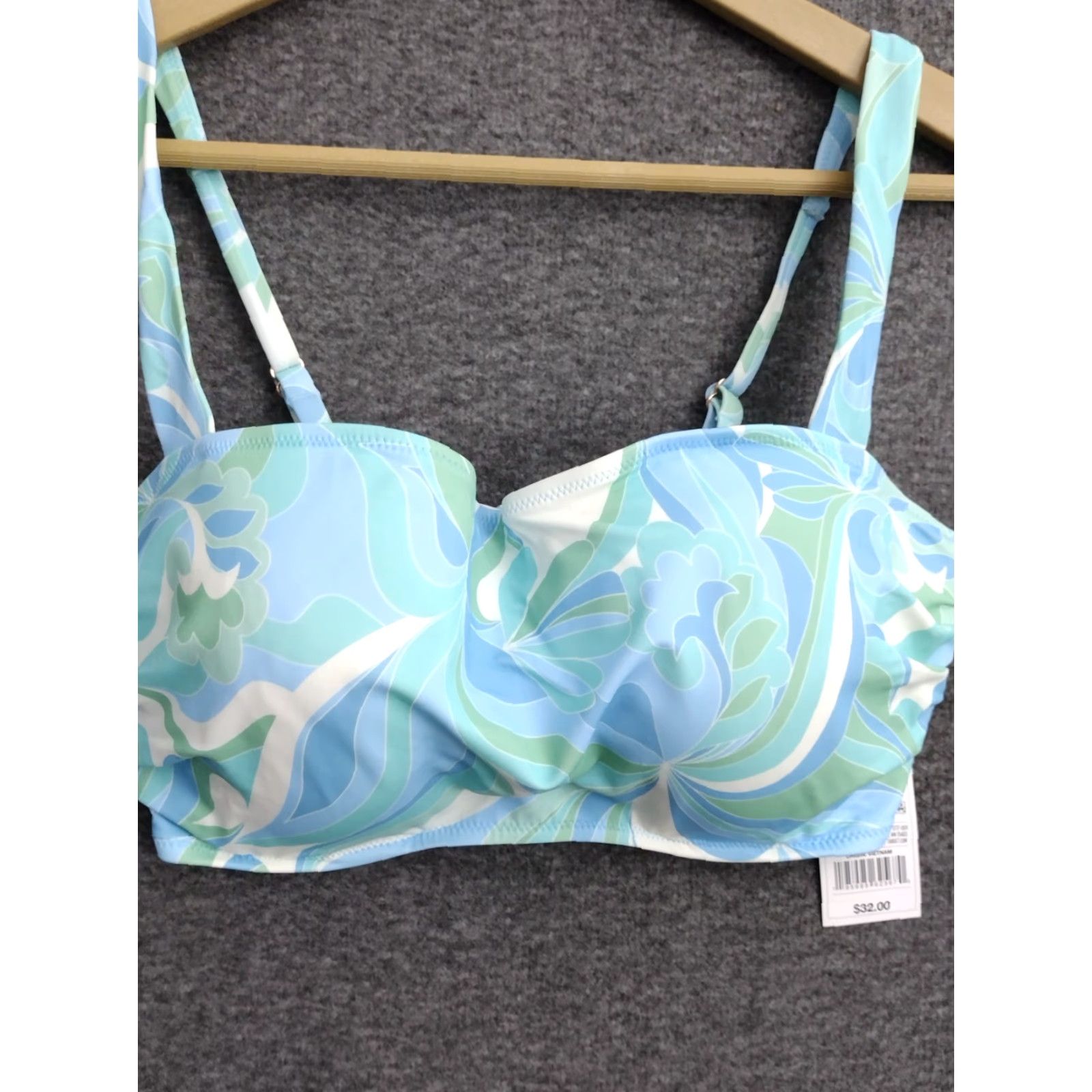 Vintage Shade & Shore Top Shirt Women Blue Floral Print 34DD Bralette Lift Square Neck Adjustable Strap 34DD Womens Beach Vintage No Size XXS / US 00 / IT 34 - 3 Thumbnail