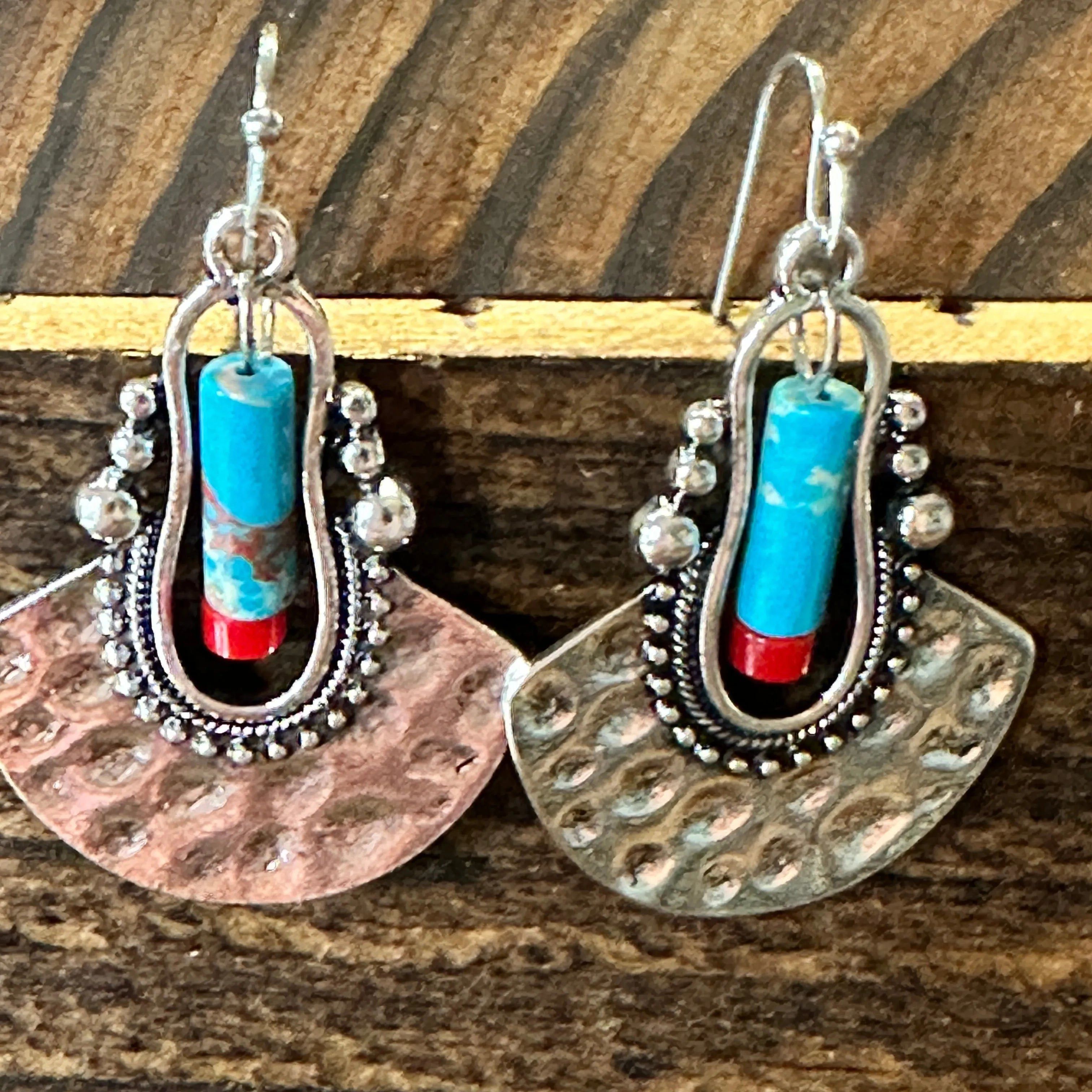Other Boho Hippie Western Cowgirl Pounded Turquoise Stone Silver D Size ONE SIZE - 2 Thumbnail