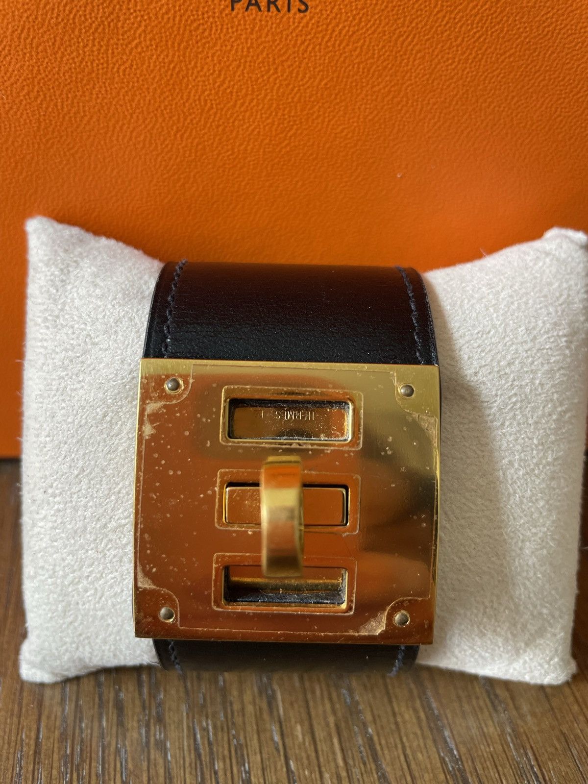 Hermes Authentic Hermes Kelly Dog Bracelet In Black Leather/Gold Size ONE SIZE - 7 Thumbnail