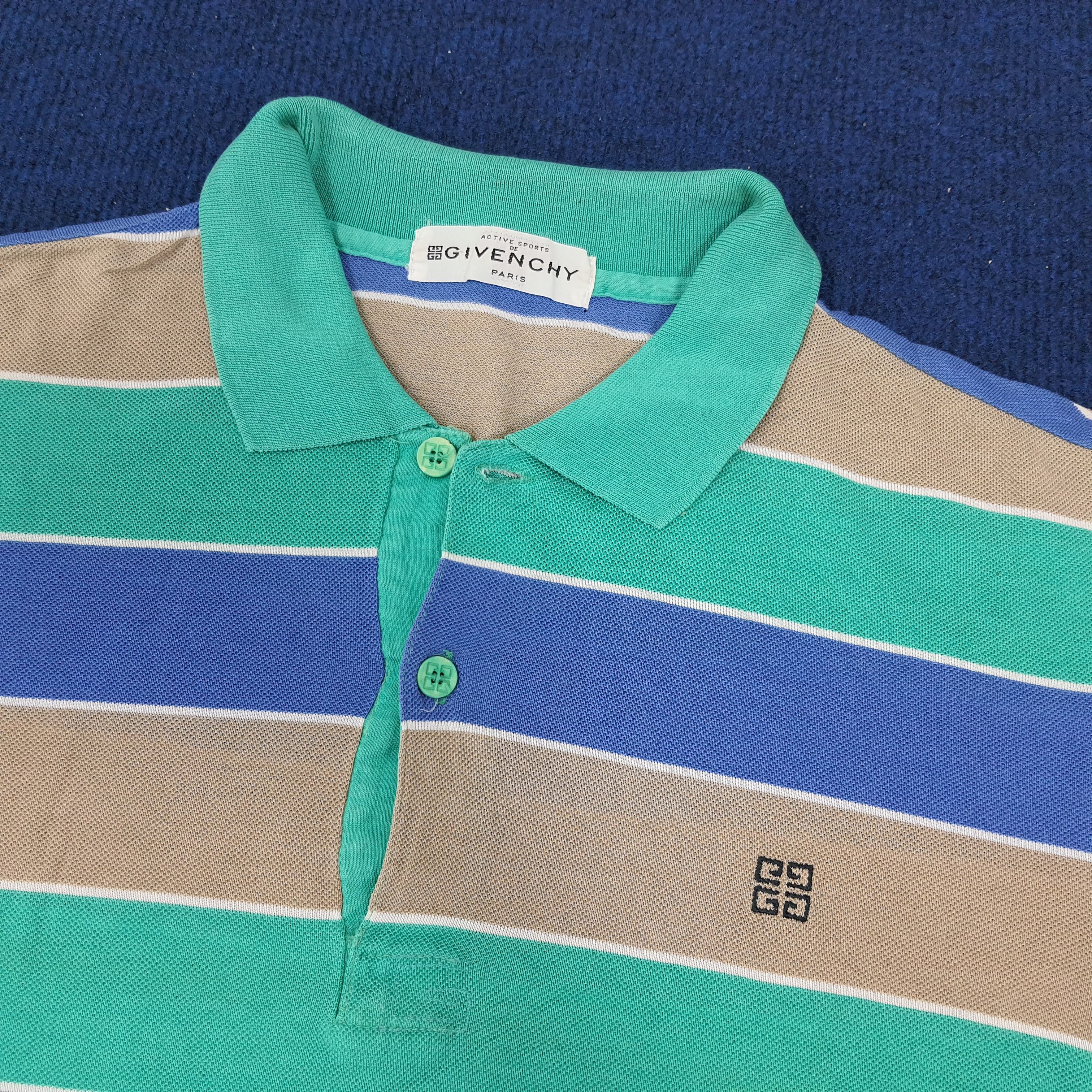 Vintage Vintage Givenchy Paris Striped Designer Polo Shirt Size US S / EU 44-46 / 1 - 2 Thumbnail