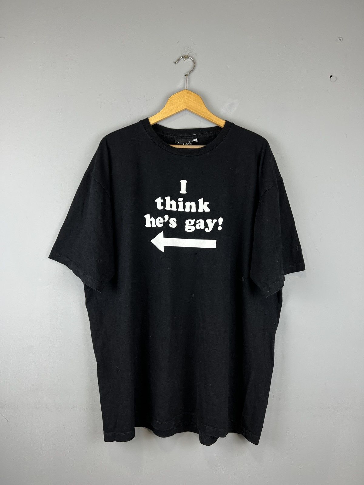 Japanese Brand × Vintage Vintage I Think he’s GAY! tee 90s y2k tshirt Size US XXL / EU 58 / 5 - 1 Thumbnail