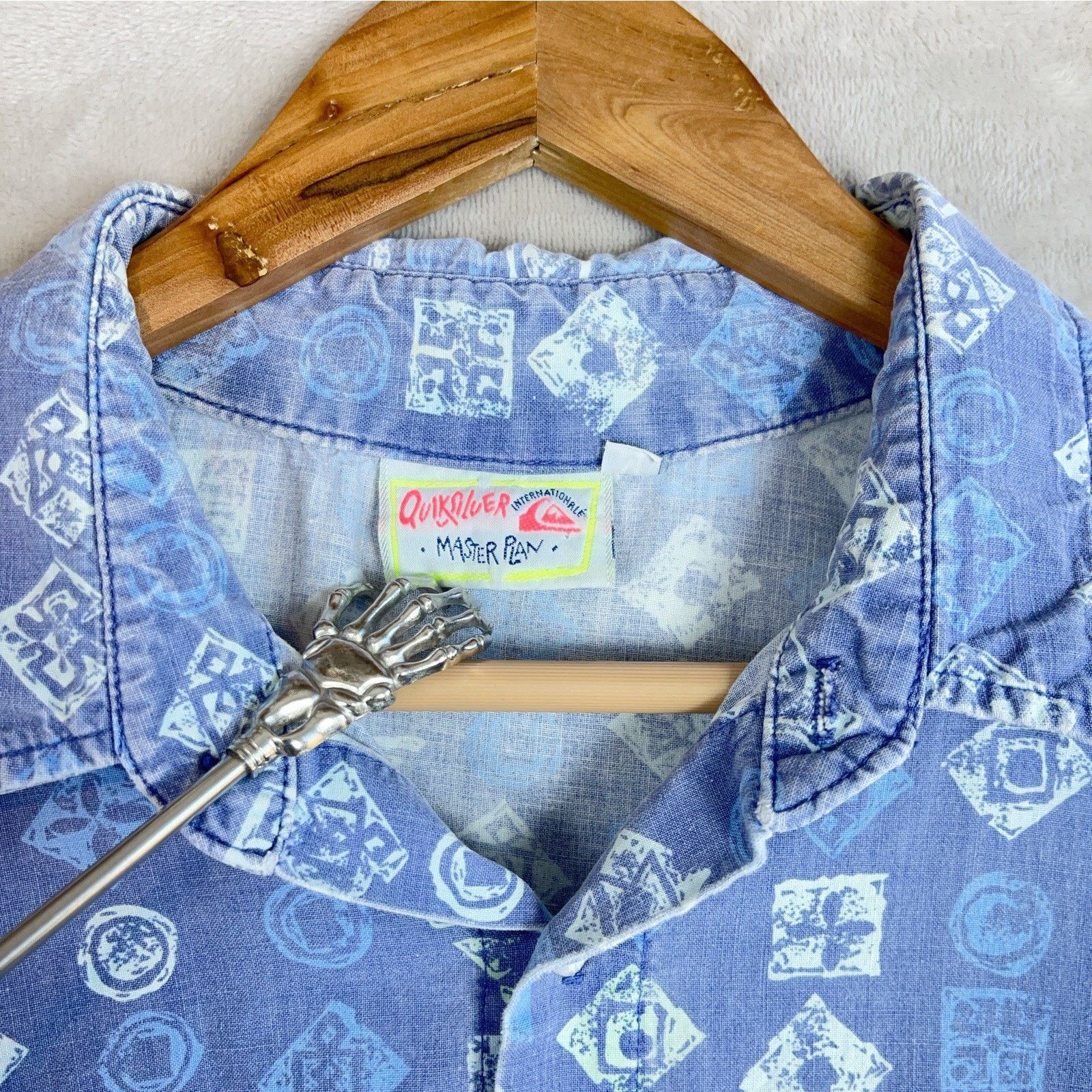 Quiksilver Quicksilver Master Plan Blue Cross Wave Shirt Men's M 90s Size US M / EU 48-50 / 2 - 2 Thumbnail