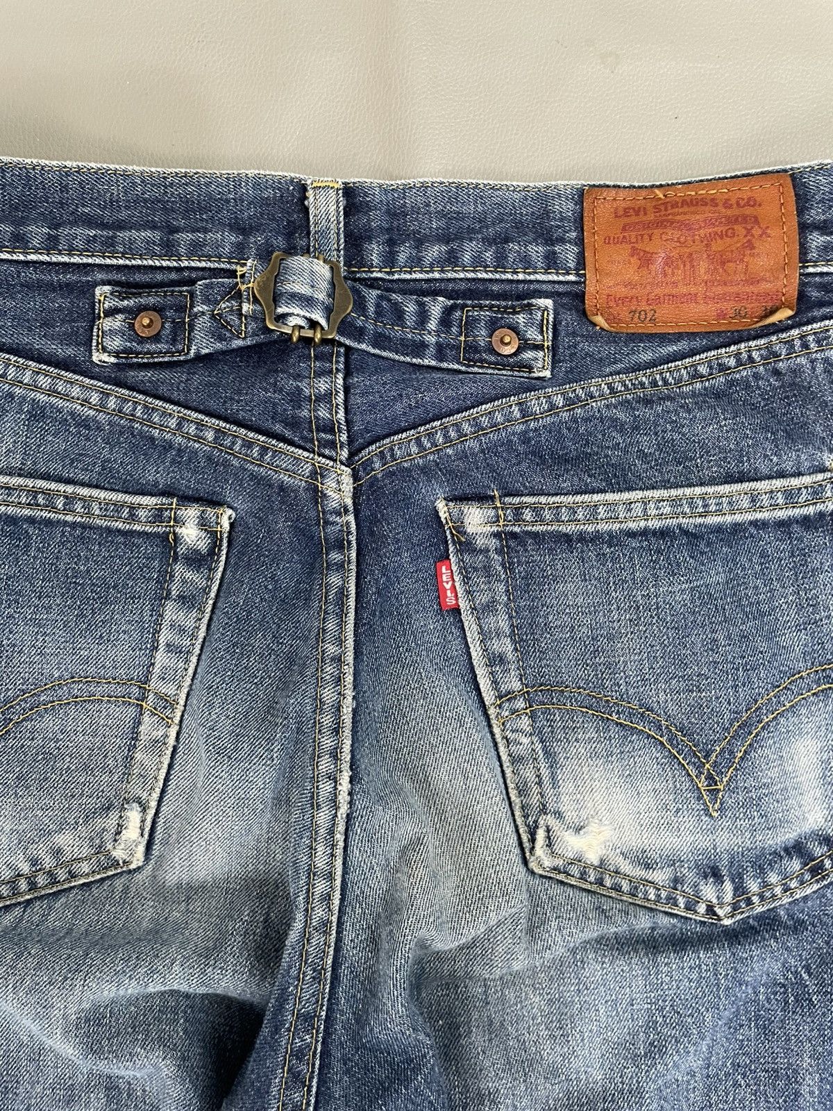 Levi's Vintage Clothing Levi's 702 Big E Selvedge Red Washed Blue Distressed Jeans Size US 30 / EU 46 - 4 Thumbnail