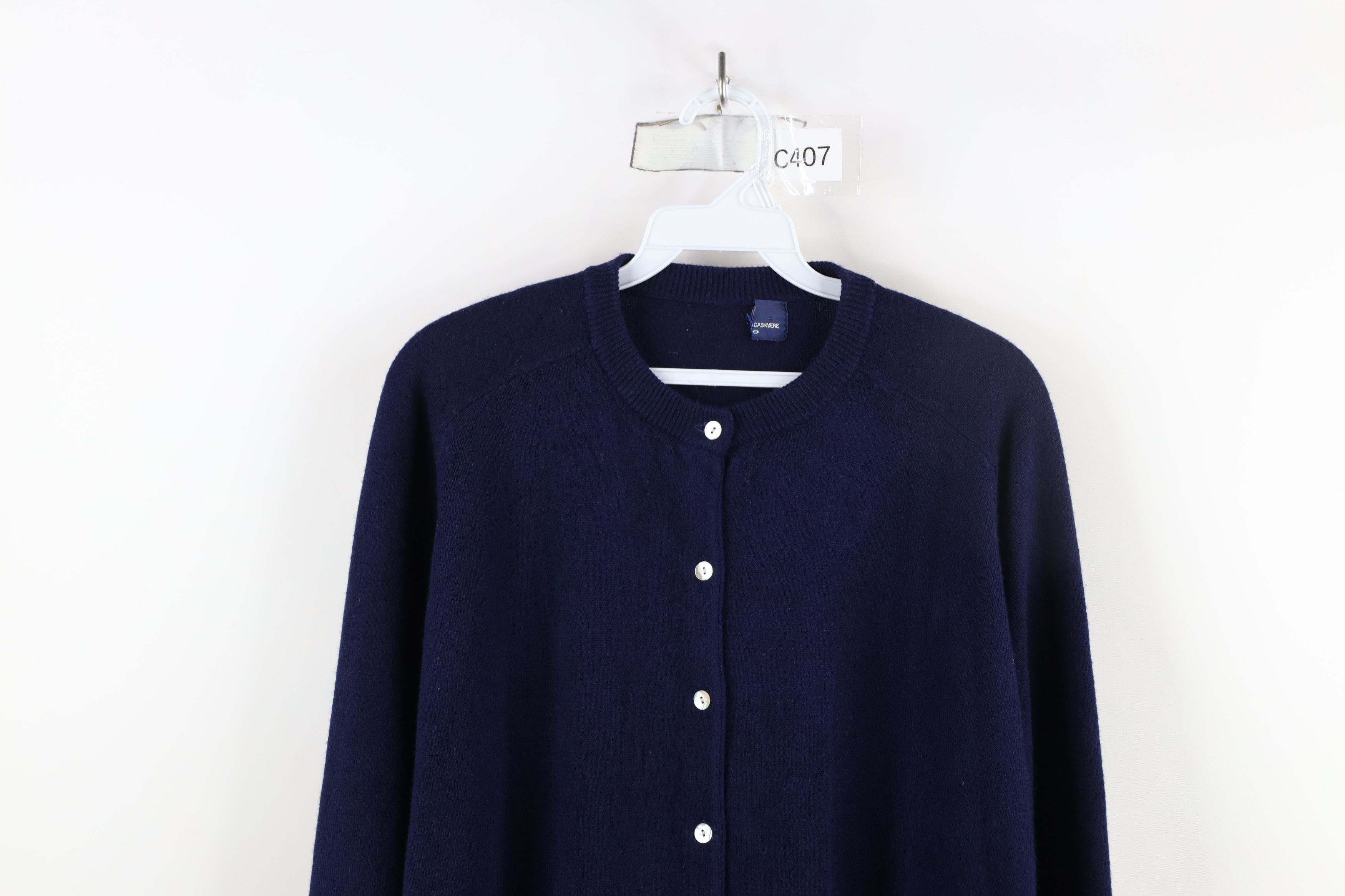 Vintage Vintage 70s Streetwear Cashmere Knit Cardigan Sweater Blue Size XL / US 12-14 / IT 48-50 - 2 Thumbnail