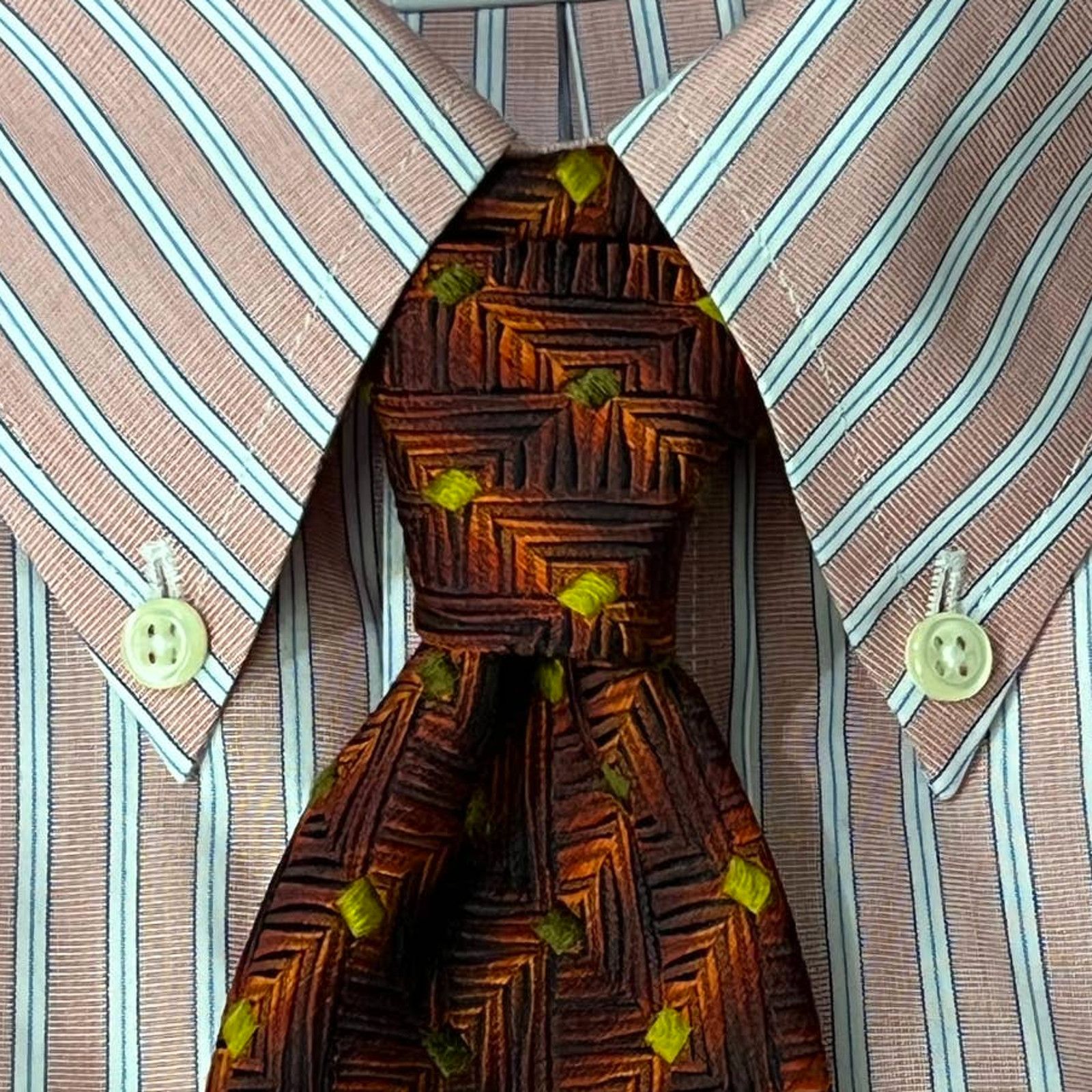 Ermenegildo Zegna Ermenegildo Zegna Italy Made Men's Brown Gold 100% Silk Tie Size ONE SIZE - 4 Thumbnail