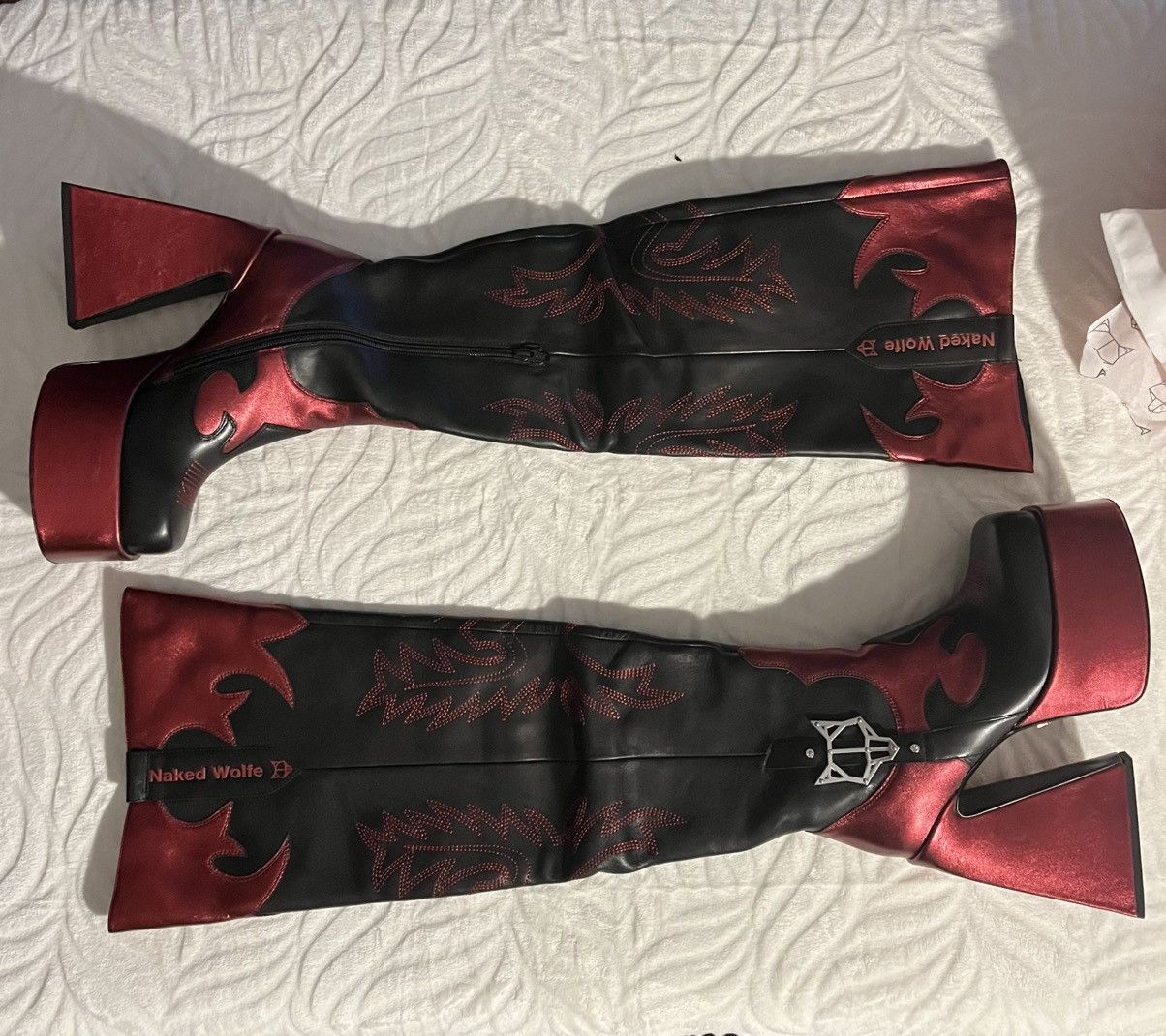 NAKED WOLFE JAMIE WESTERN BLACK/RED LIMITED EDITION Size US 10 / IT 40 - 2 Thumbnail