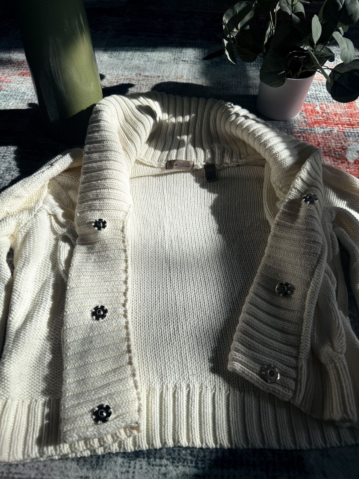 Japanese Brand × Vintage Cardigan White Cable Knit Sweater Pullover Sweater women Size M / US 6-8 / IT 42-44 - 3 Thumbnail