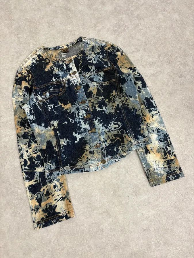 Vintage 2000s Plein Sud Navy Acid Wash Cropped Denim Jacket Size S / US 4 / IT 40 - 2 Thumbnail