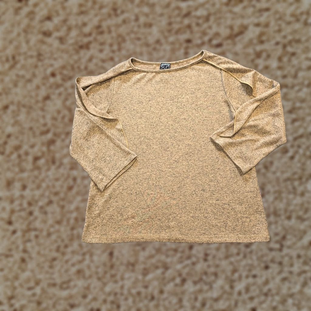 Vintage Clara Sun Woo Top Women XS Brown Ruffle Sleeve Knit Stretch Casual Blouse Shirt Size XS / US 0-2 / IT 36-38 - 1 Thumbnail