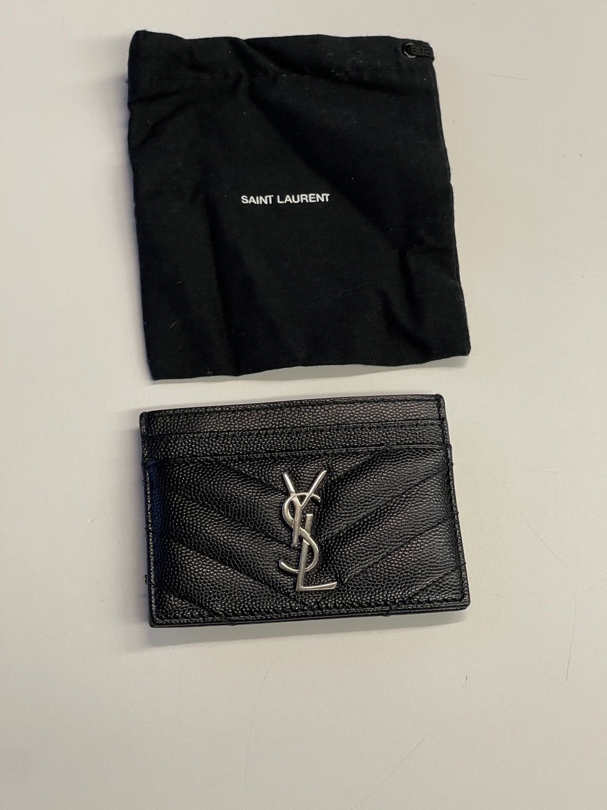 Yves Saint Laurent YSL Saint Laurent Card Pebble Leather Card Holder ...