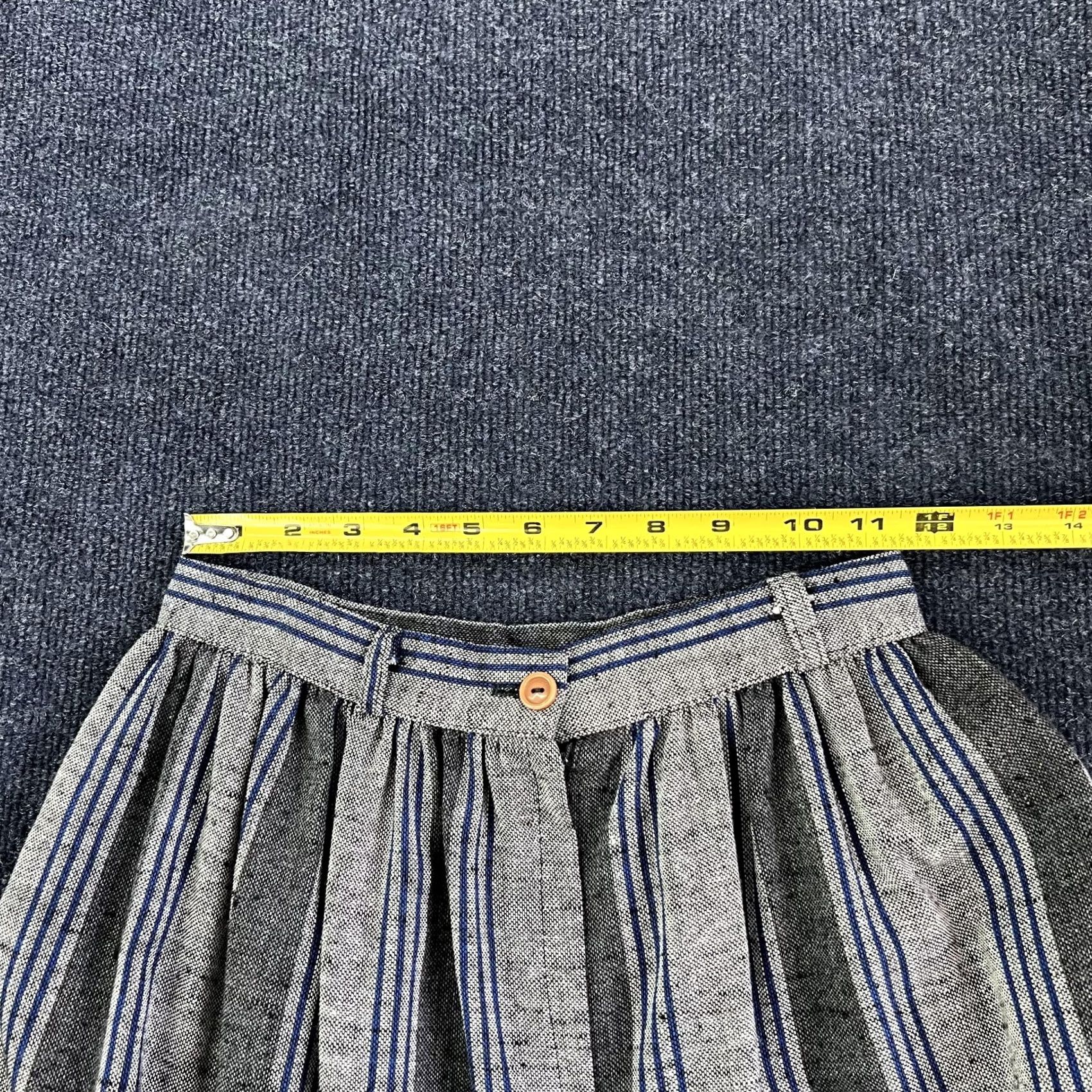 Vintage Vintage Gray Striped Pleated Midi Skirt Womens XS High Waist Zip Boho Size 26" / US 2 / IT 38 - 4 Thumbnail
