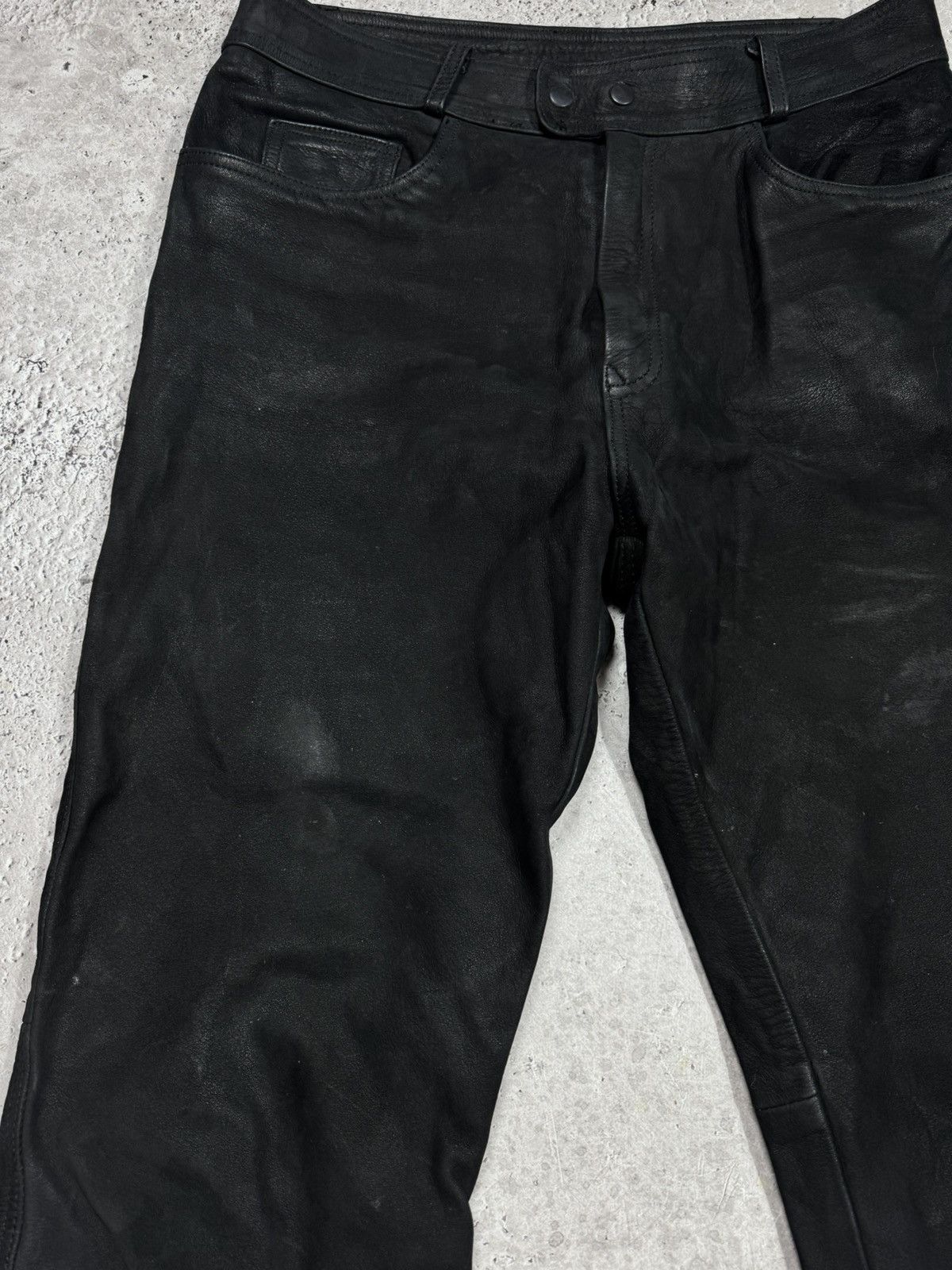 Leather Distressed Leather Pants Black Size 34 Straight Fit Biker Size US 32 / EU 48 - 5 Thumbnail