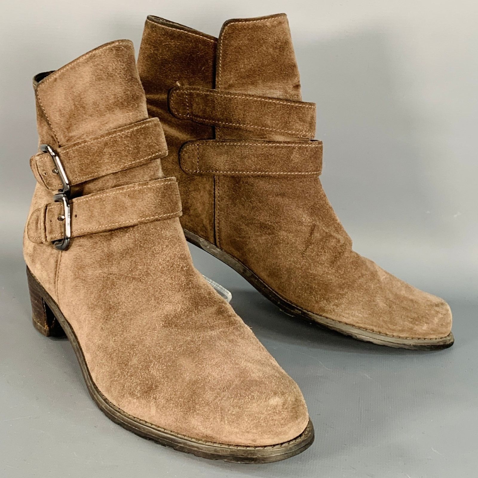 Stuart Weitzman STUART WEITZMAN Size 9.5 Brown Suede Buckle Ankle Boots Size US 9.5 / IT 39.5 - 1 Thumbnail