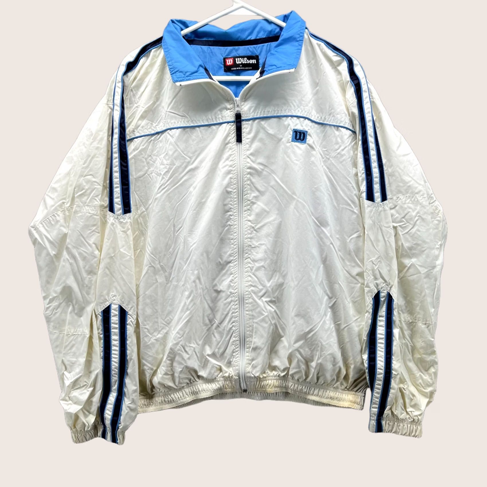 Wilson VINTAGE Wilson Jacket Mens M White Full Zip Track Windbreaker Nylon 90s 80s Y2K Size US M / EU 48-50 / 2 - 1 Thumbnail