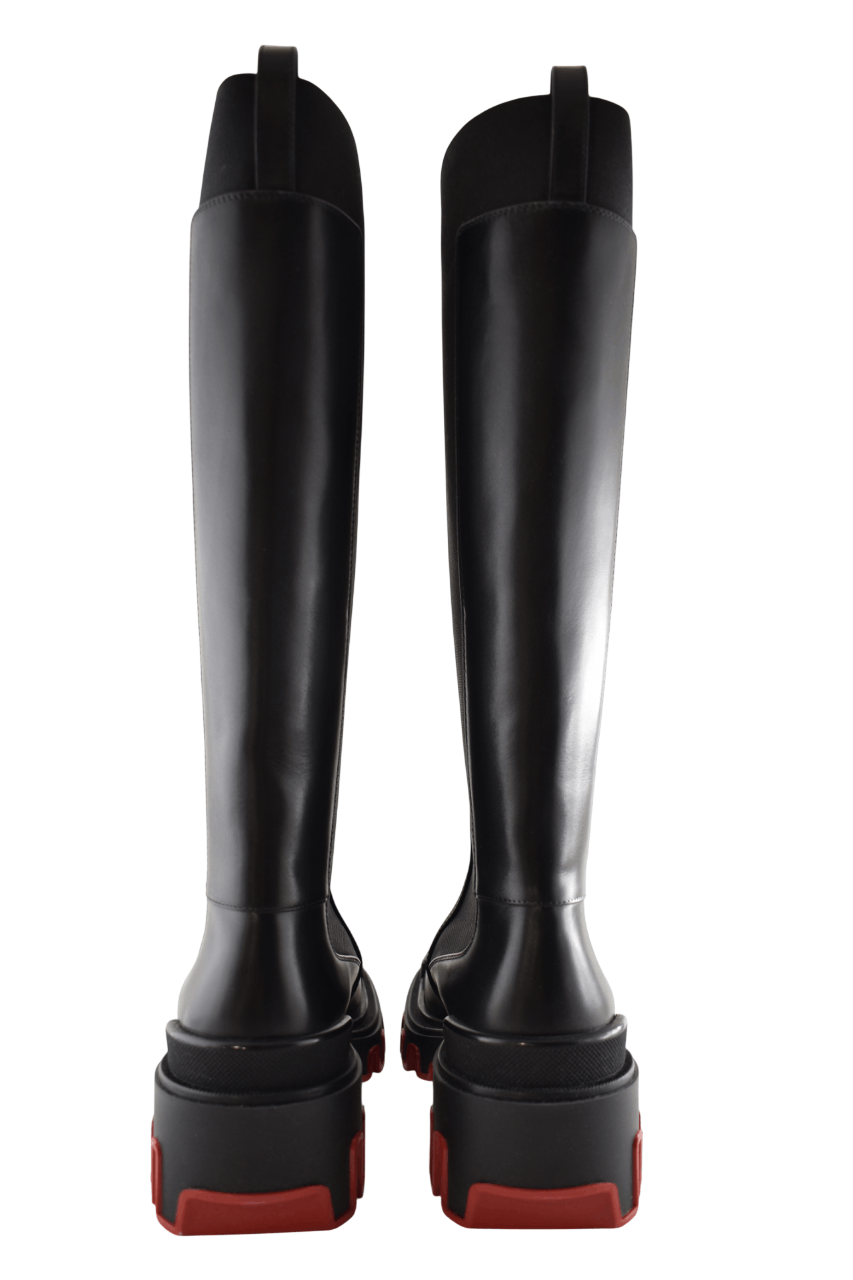 Christian Louboutin Marchacroche Dune Botta Black Leather Knee High Boot 40 Size US 10 / IT 40 - 15 Thumbnail