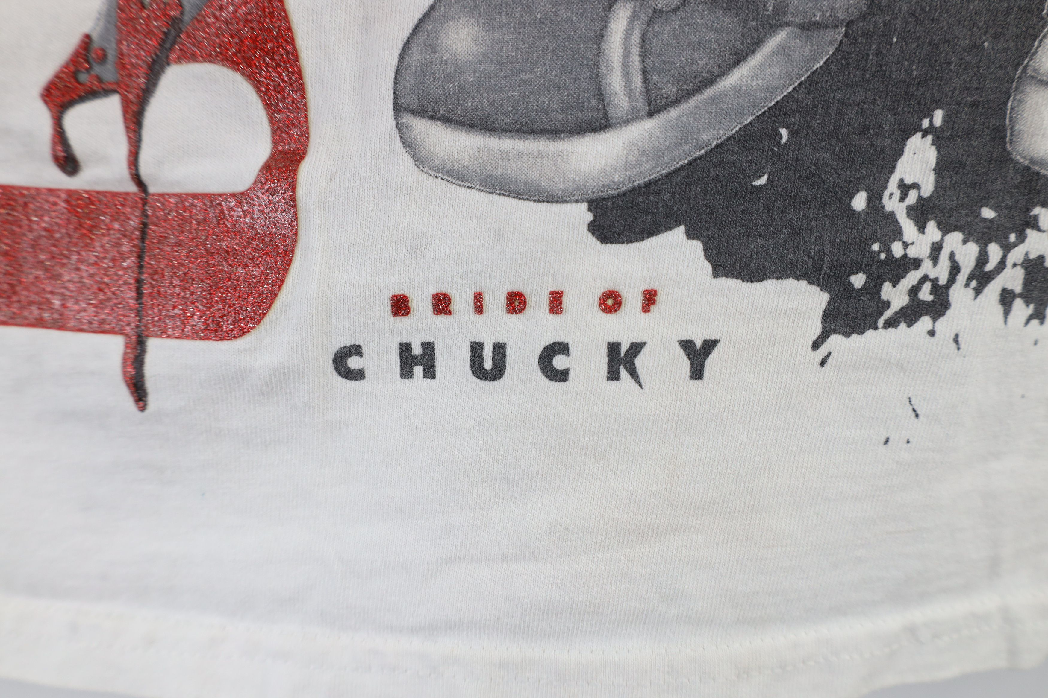 Vintage Vintage 90s Bride of Chucky Movie Halloween T-Shirt White Size US XL / EU 56 / 4 - 6 Thumbnail