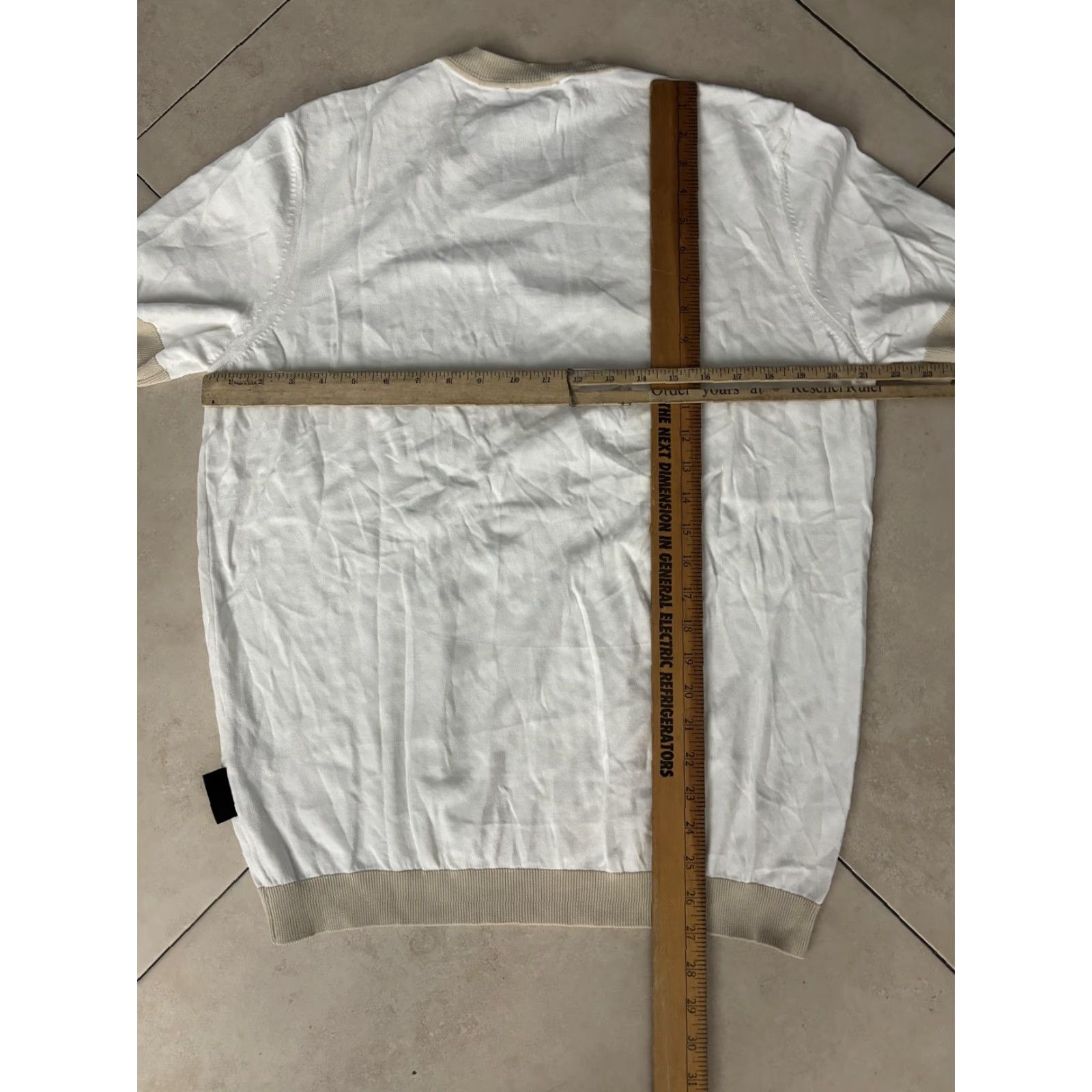 Vintage MACZOO Shirt Mens Medium White Beige Contrast Trim Crewneck Short Sleeve Knit Size US M / EU 48-50 / 2 - 6 Thumbnail