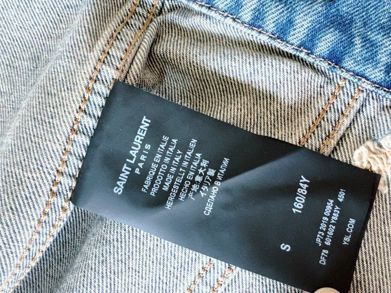 Saint Laurent Paris Saint Laurent Paris YSL Denim Jacket Light Blue Size S-250 Size US S / EU 44-46 / 1 - 6 Thumbnail