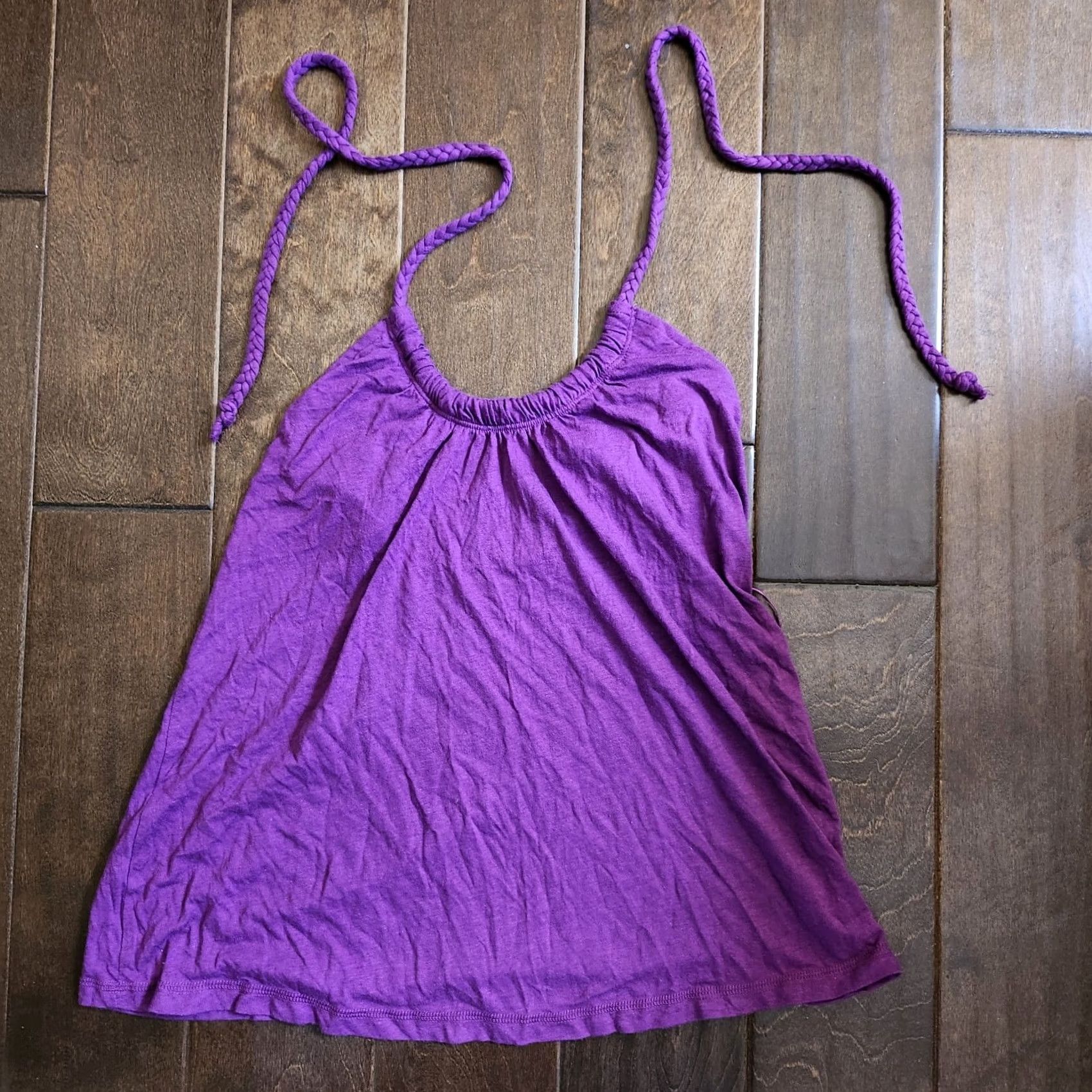 American Eagle Outfitters American Eagle Outfitters Tank Women S/P Purple Tie Halter Top Sleeveless Solid Basic Summer Casual Party/Cocktail Travel Machine Washable Comfort Fit Size S / US 4 / IT 40 - 2 Thumbnail