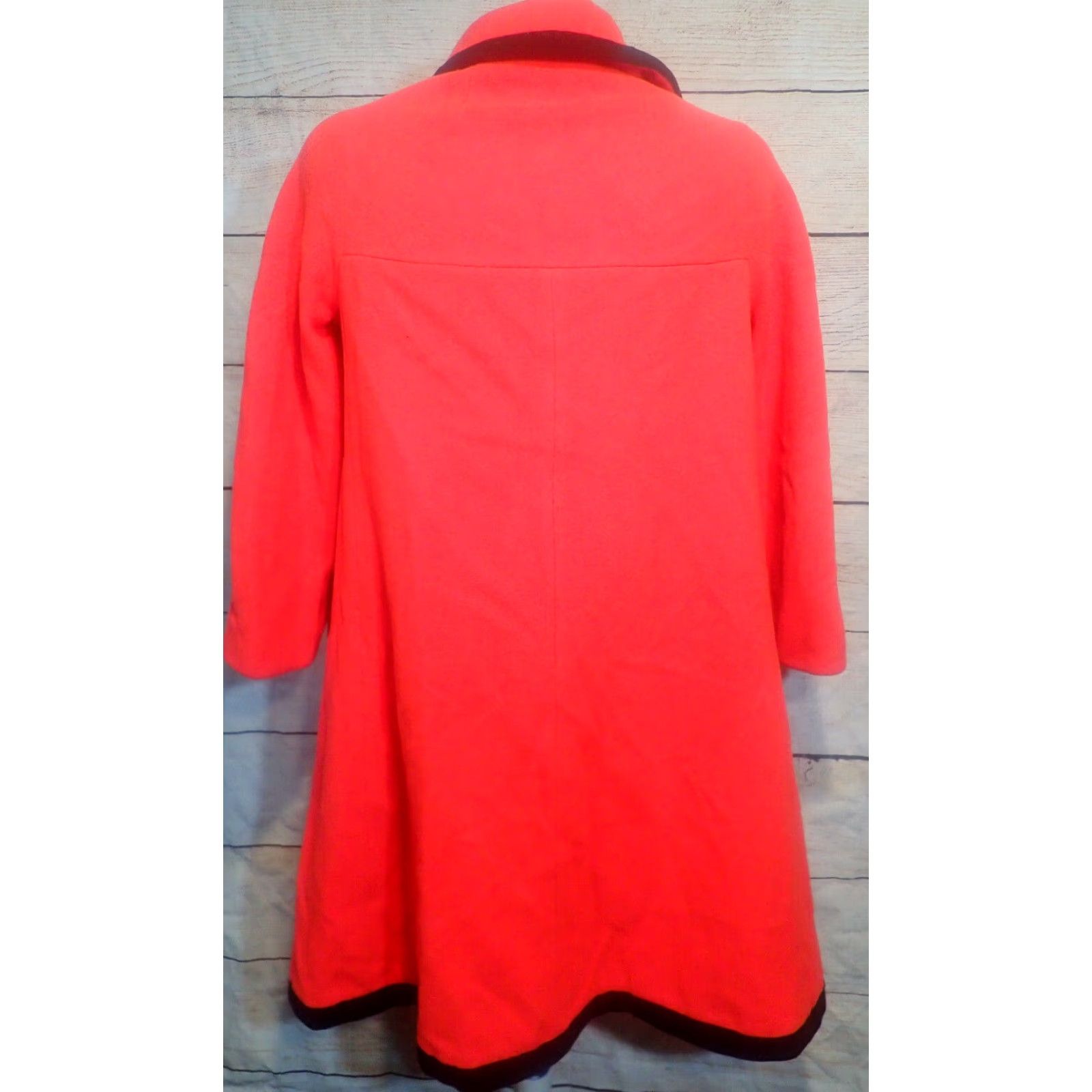 Doublet VINTAGE MERI K Womens M Red Wool Double Breasted Collared Trench Coat 1970s Classic Menswear Size M / US 6-8 / IT 42-44 - 3 Thumbnail