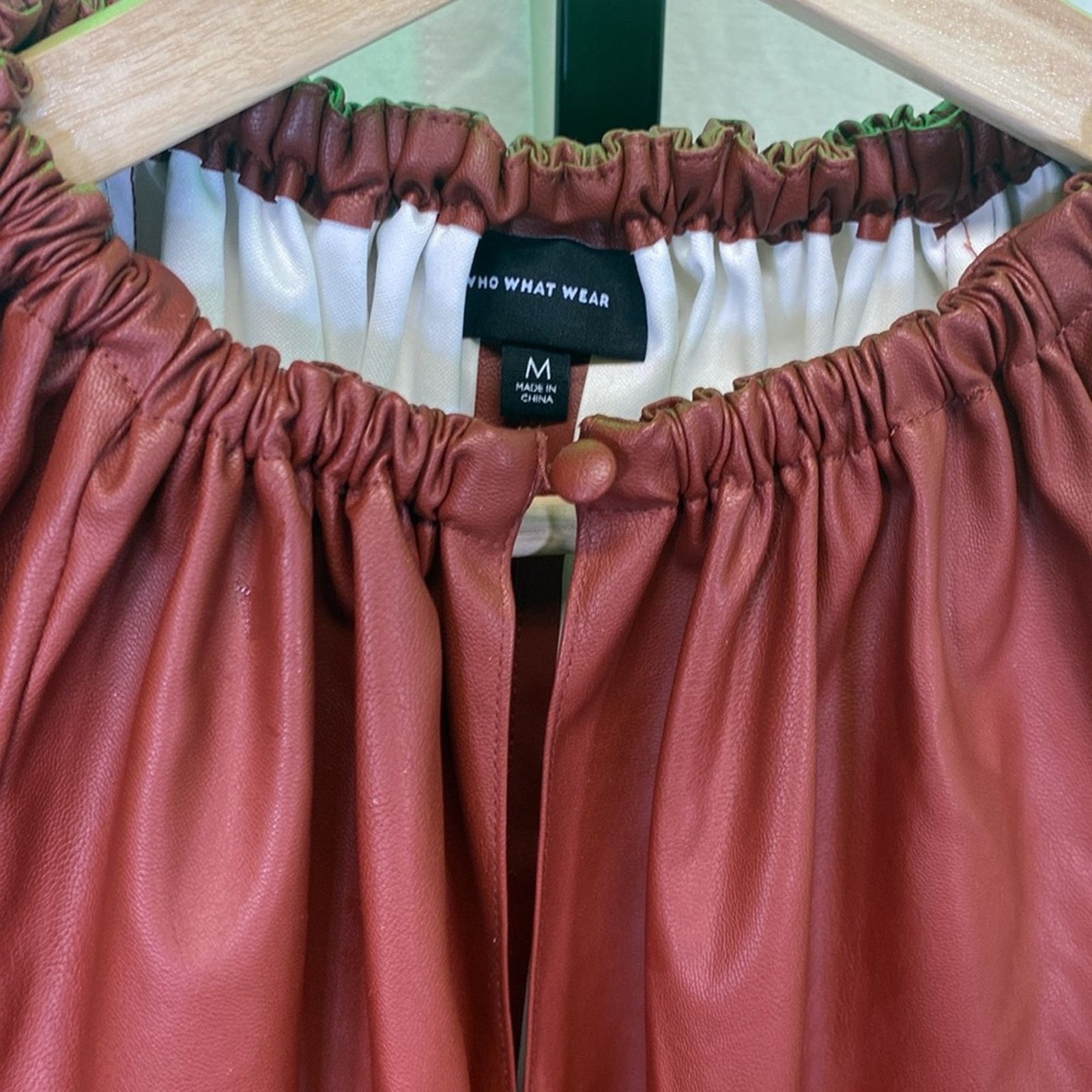 WhoWhat NWOT faux leather Cabernet red top Size M / US 6-8 / IT 42-44 - 3 Thumbnail